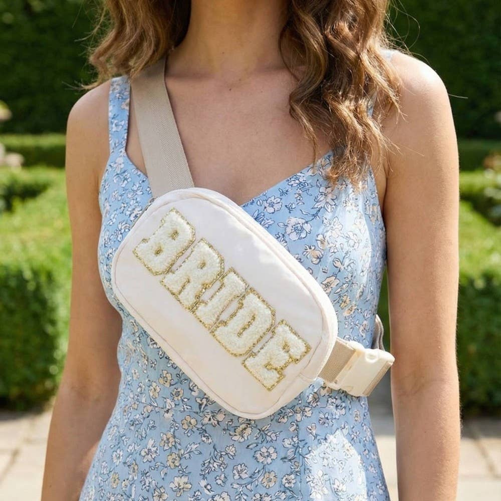 Collections by Fame Accessories - Fuzzy Glitter Bride Crossbody Bag