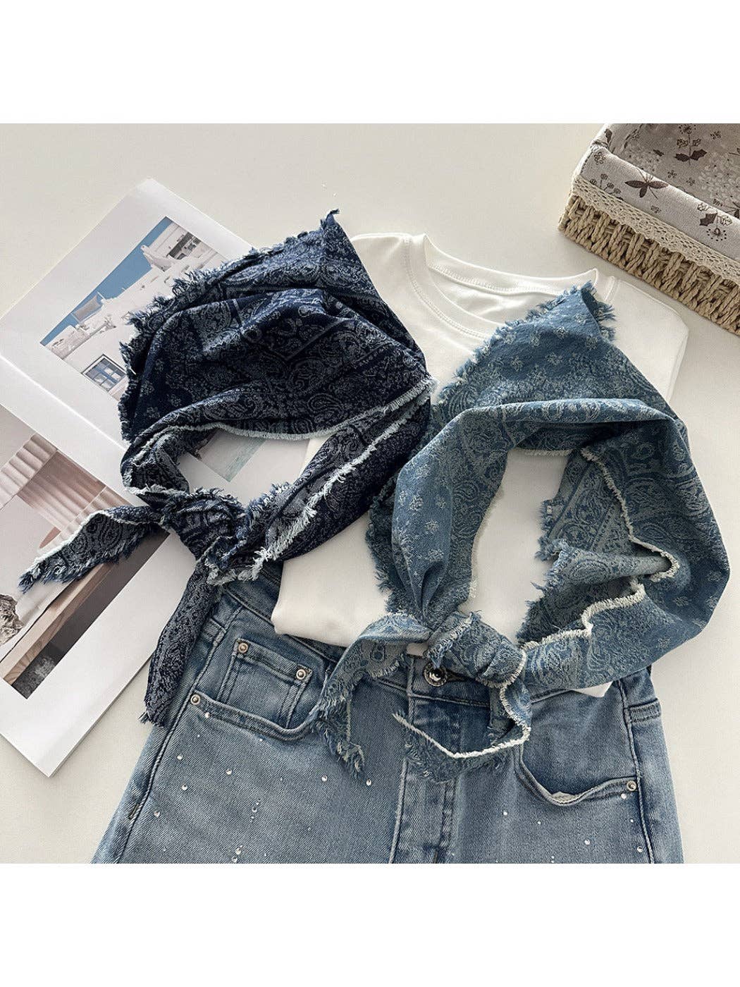 Funkyrel® Atzbranding Limited - Scarvii - Unisex Vintage Frayed Triangle Scarf