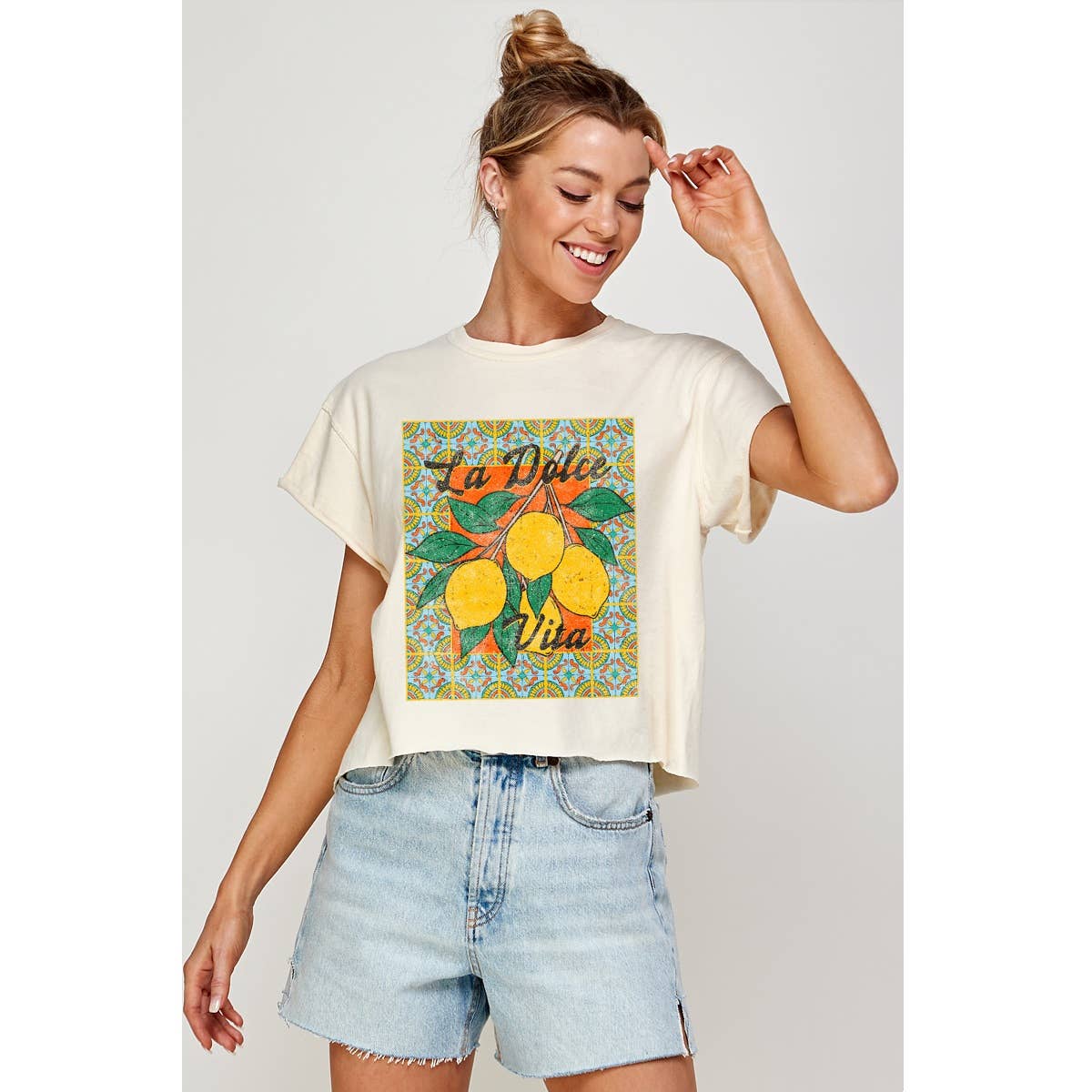 Illustrated Society - LA DOLCE VITA VINTAGE GRAPHIC CROP TOP