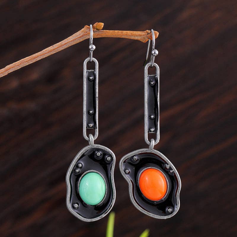Dipped Shop - Retro Geometric Sparkling Cubic Zirconia Drop Earrings