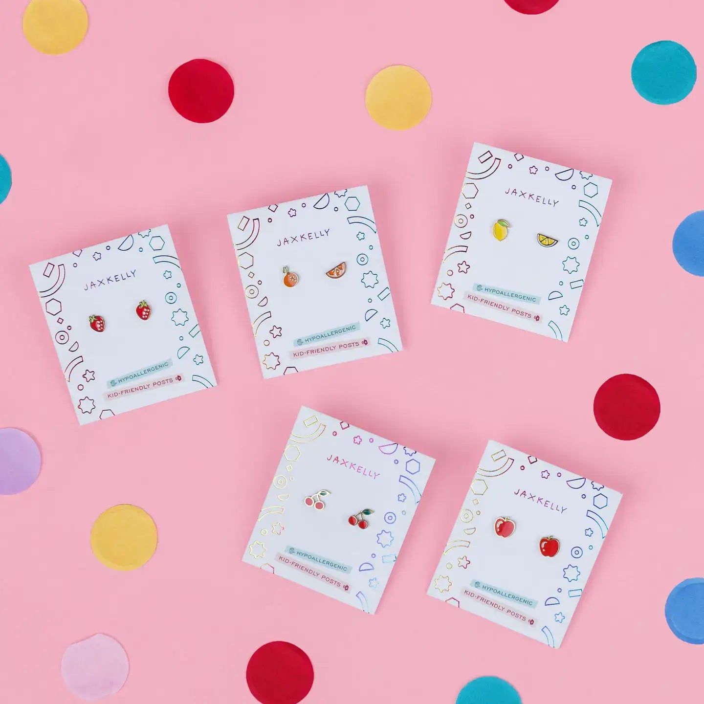 JaxKelly - Cherry Enamel Flat Back Kids Earrings