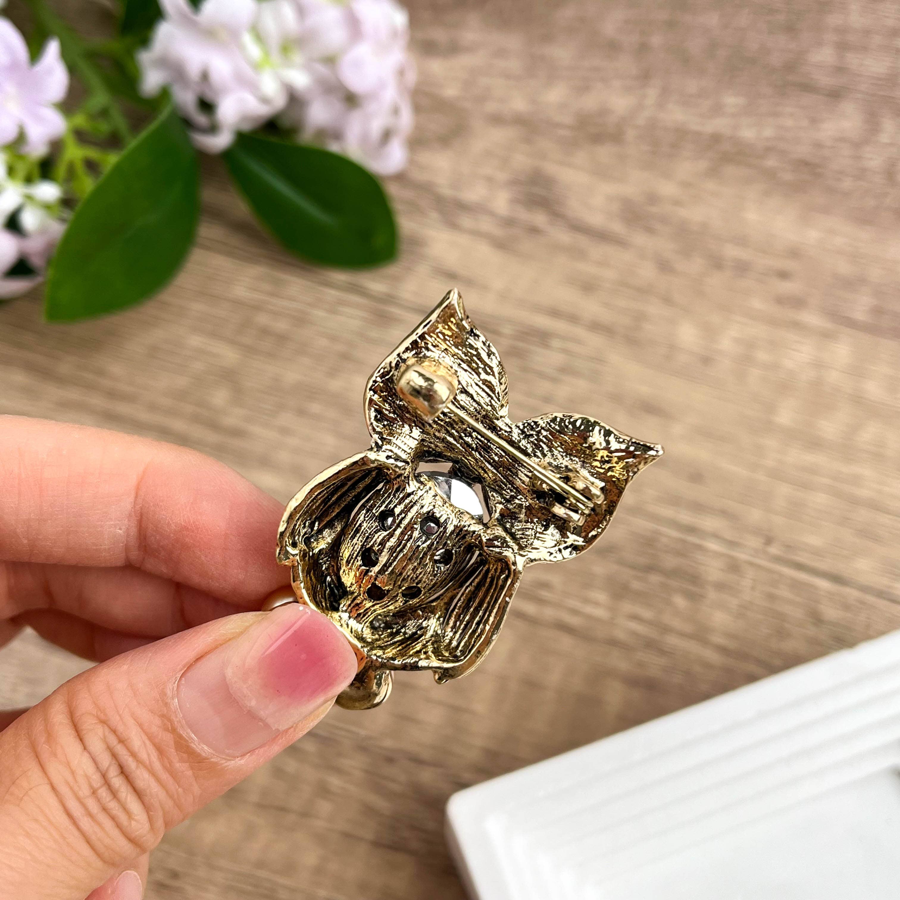 SoapElenGlen - Owl Rhinestone Brooch, Sparkling Wise Owl Pin Accessory