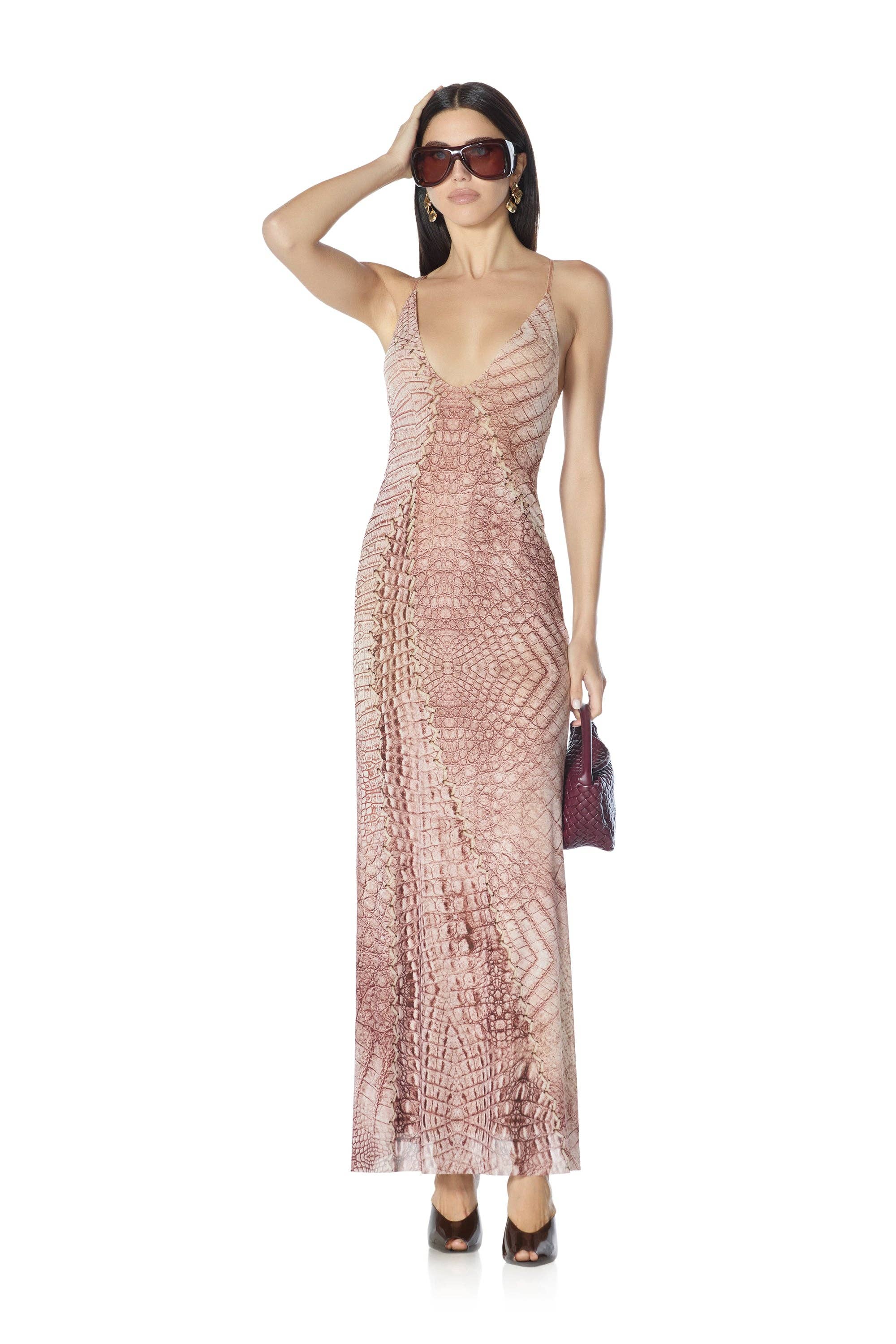 AFRM - Romy Dress - Cappuccino Croc