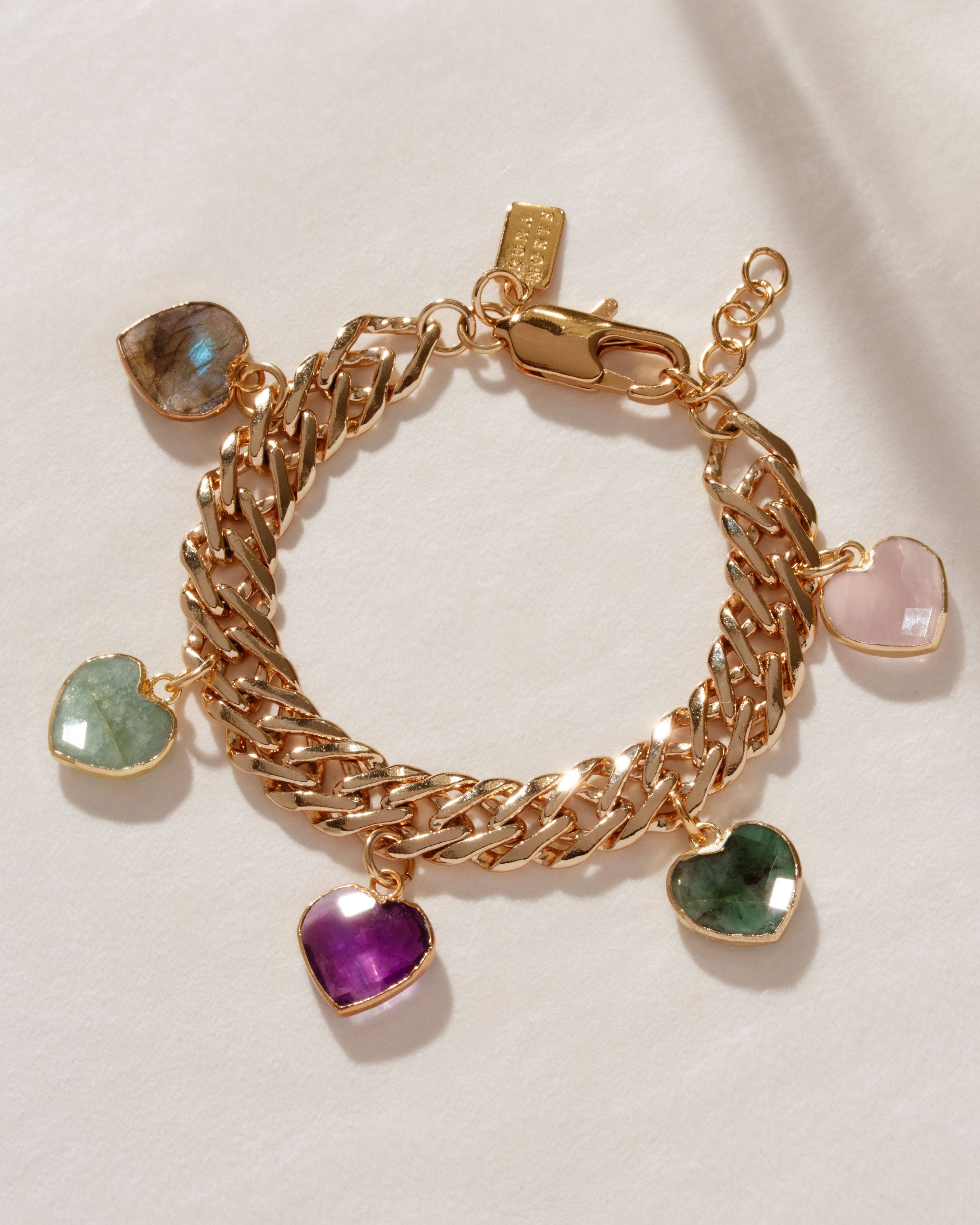 Luna Norte - Lover's Spectrum Gemstone Heart Charm Bracelet