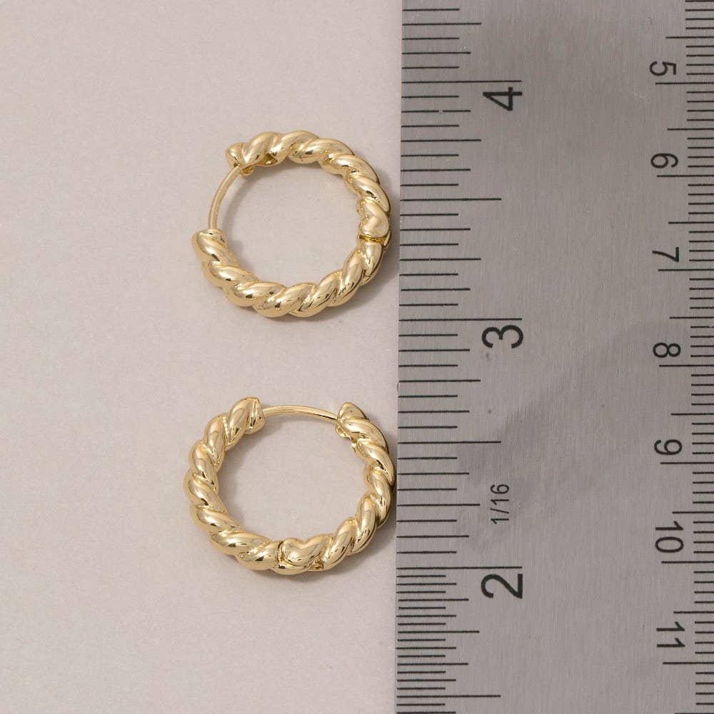Fame Accessories - Twisted Rope Mini Huggie Hoop Earrings