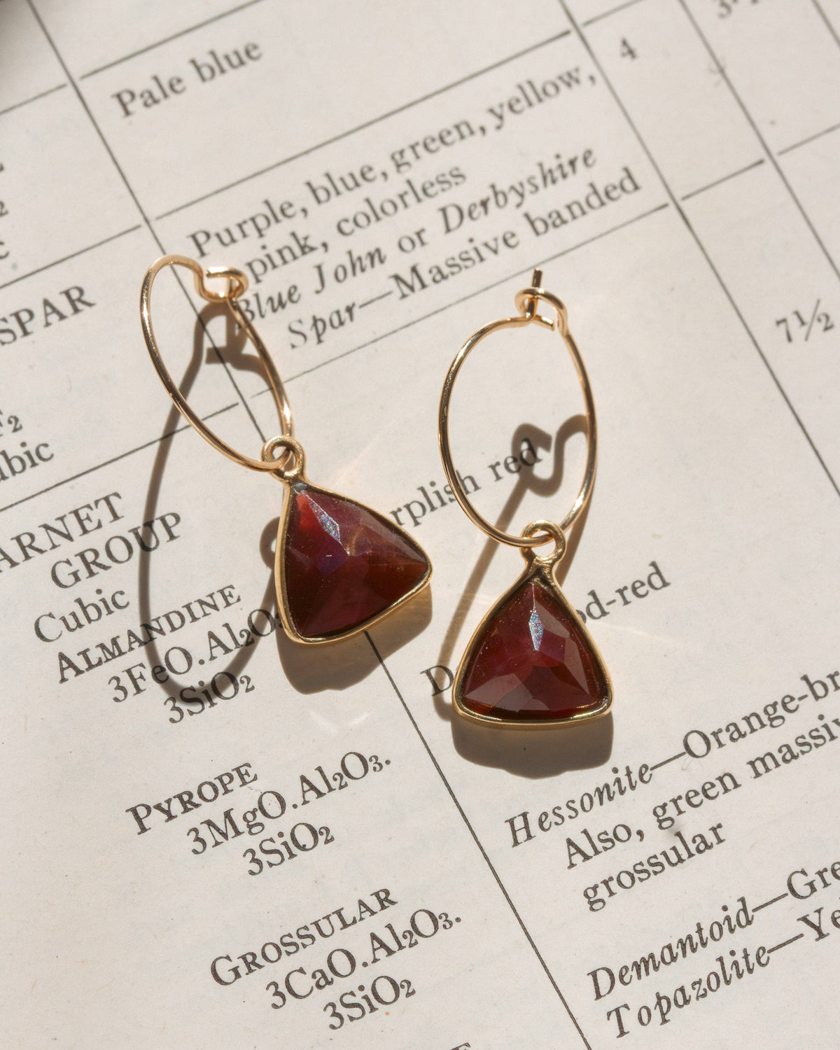 Luna Norte - Bermuda Triangle Mini Hoop Earrings - Garnet