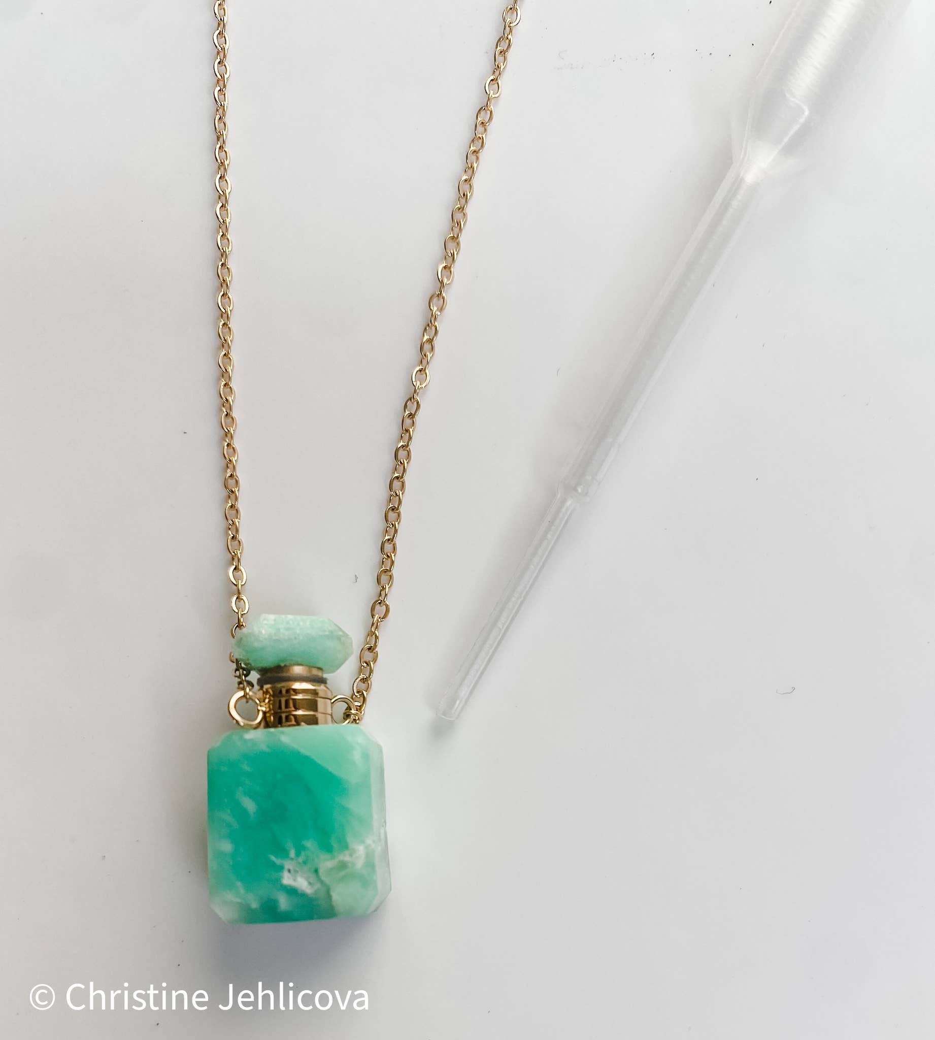 HoopLa - Gemstone Mini Perfume Bottle Crystal Necklace