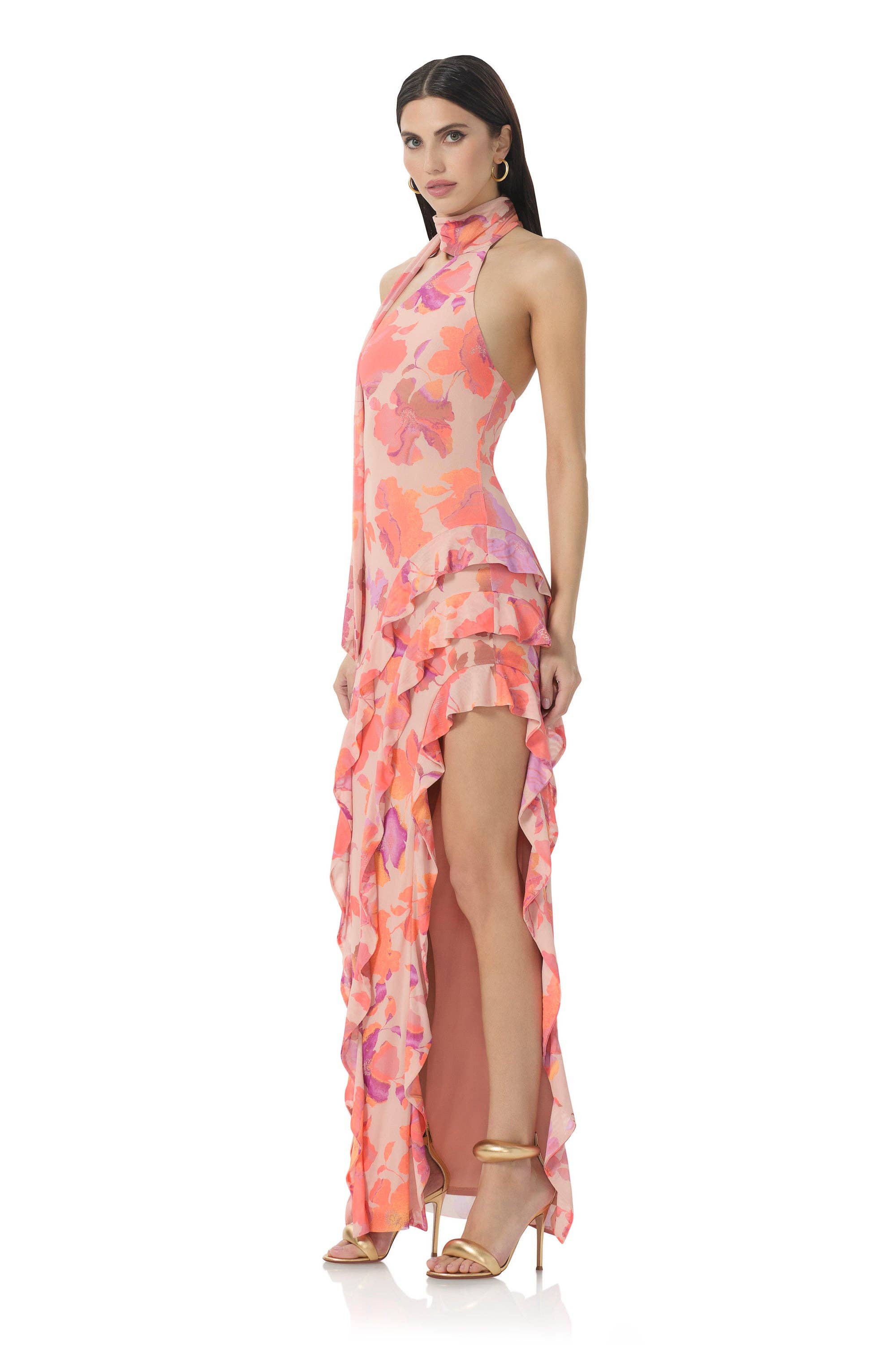 AFRM - Desiree Ruffle Maxi Dress - Nude Marble Floral