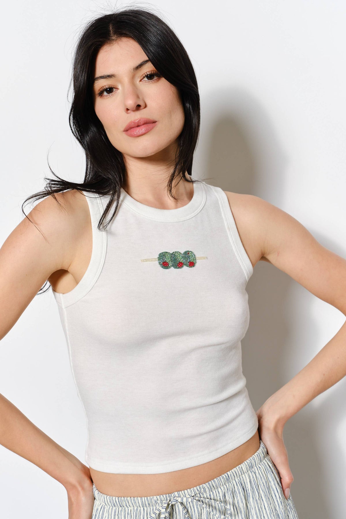 Pretty Garbage - OZZY OLIVE BEAD EMBROIDERY TANK