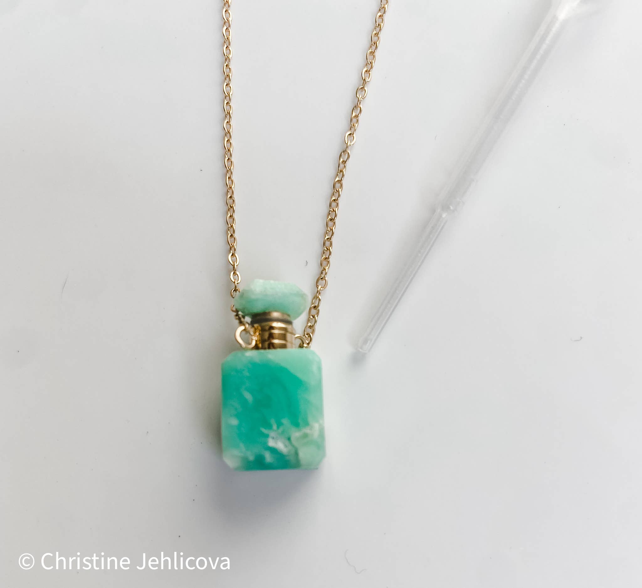 HoopLa - Gemstone Mini Perfume Bottle Crystal Necklace