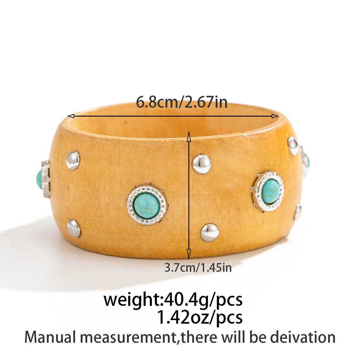 Dipped Shop - Punk Style Studded Wooden Wide Bracelet MK2ZCEP6W6JBR74