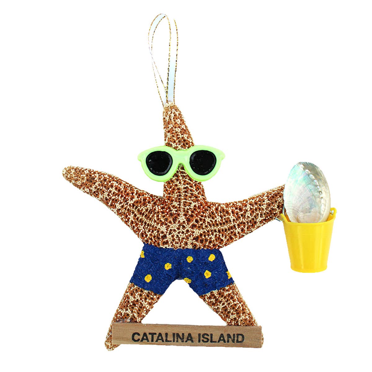 California Seashell Company - Beach Boy Bucket Sugar Starfish Ornament