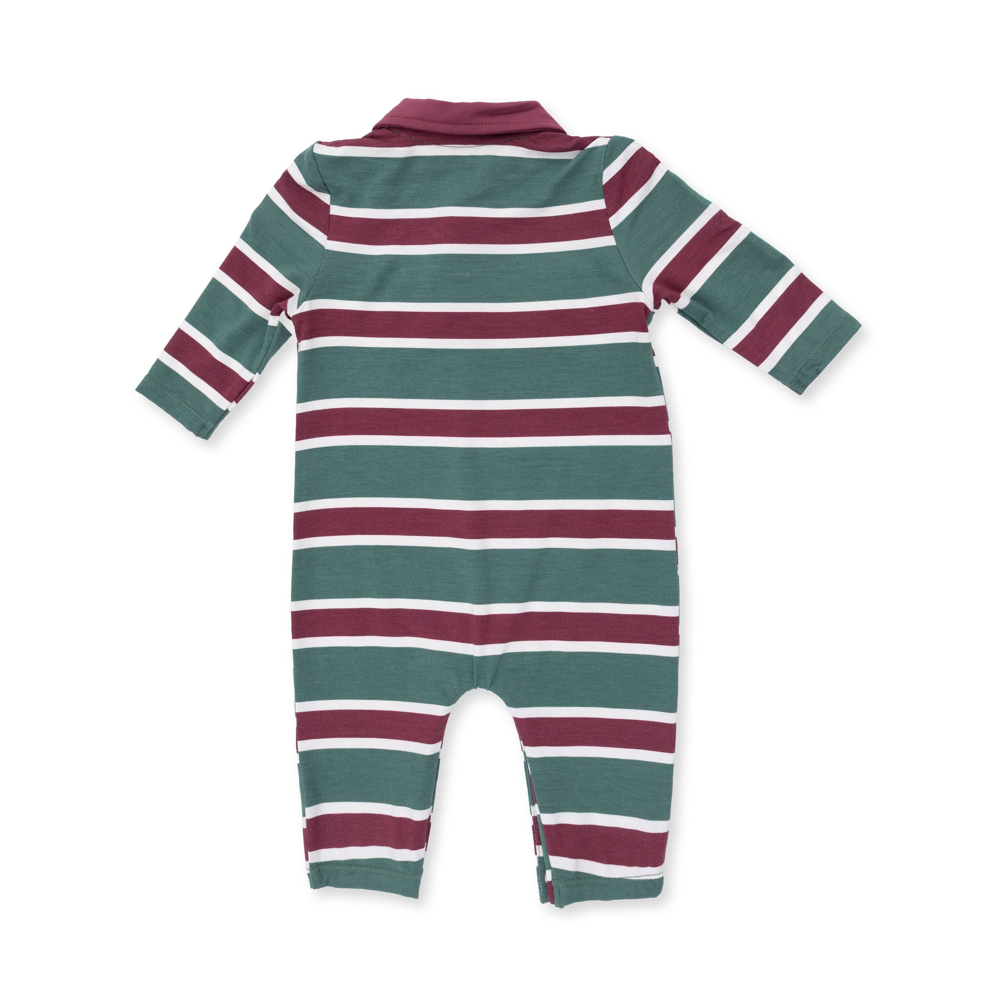 Angel Dear - Rugby Stripe Green - Polo Romper