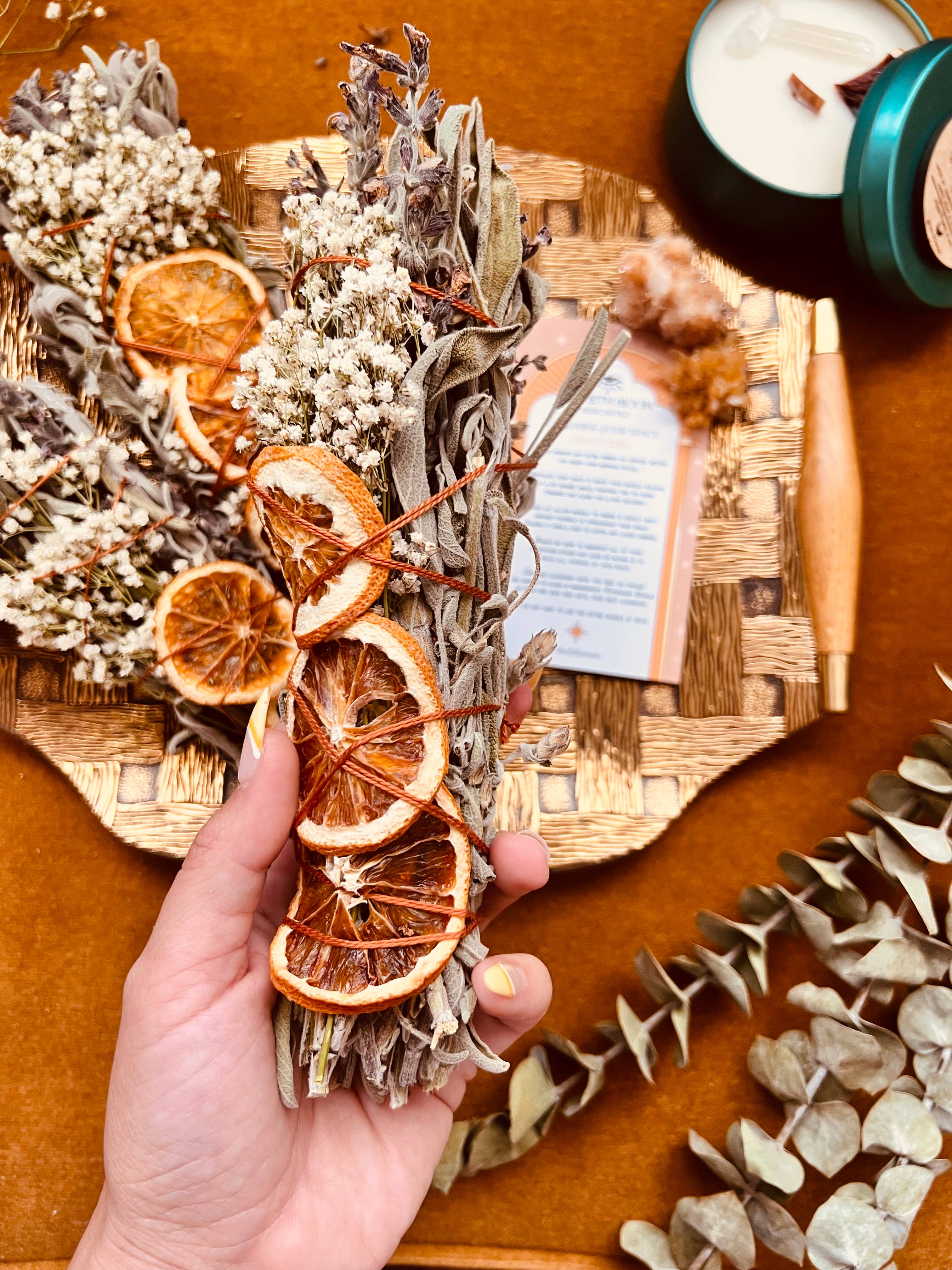 The 12th Moon - CITRUS HARVEST Sage Bundle - SEASONAL Smudge - FALL + WINTER