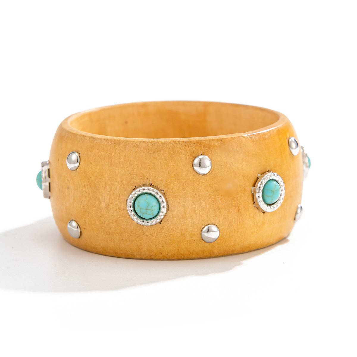 Dipped Shop - Punk Style Studded Wooden Wide Bracelet MK2ZCEP6W6JBR74