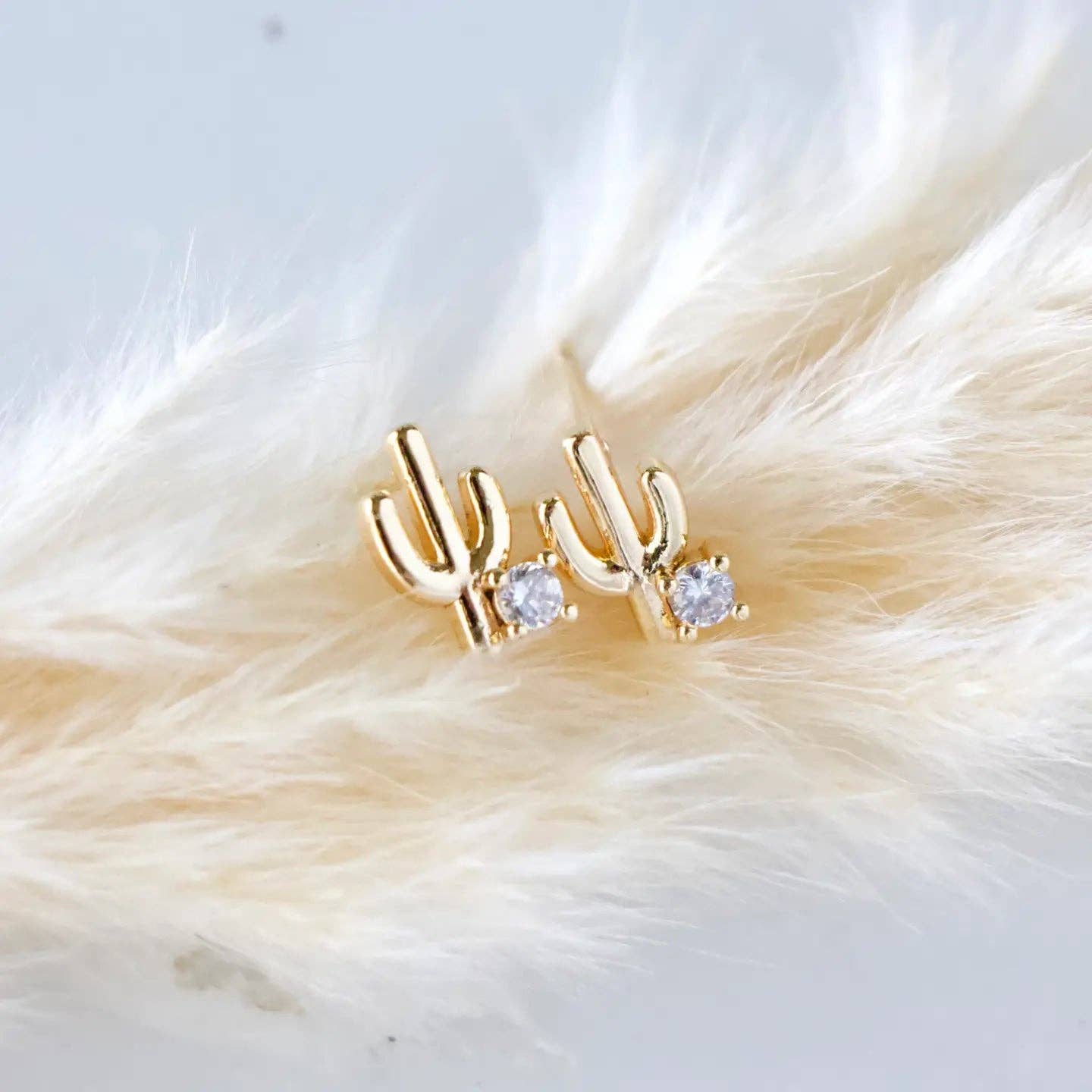 Mesa Blue - CZ Cactus Stud Earrings