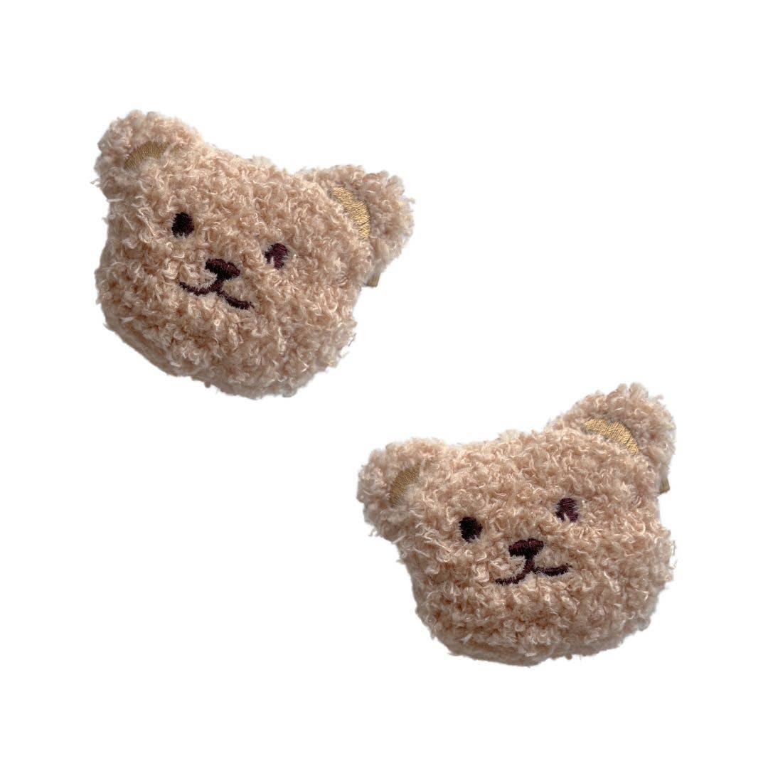 Baby Bling Bows - 2-Pack Novelty hair clips: Teddy Oak