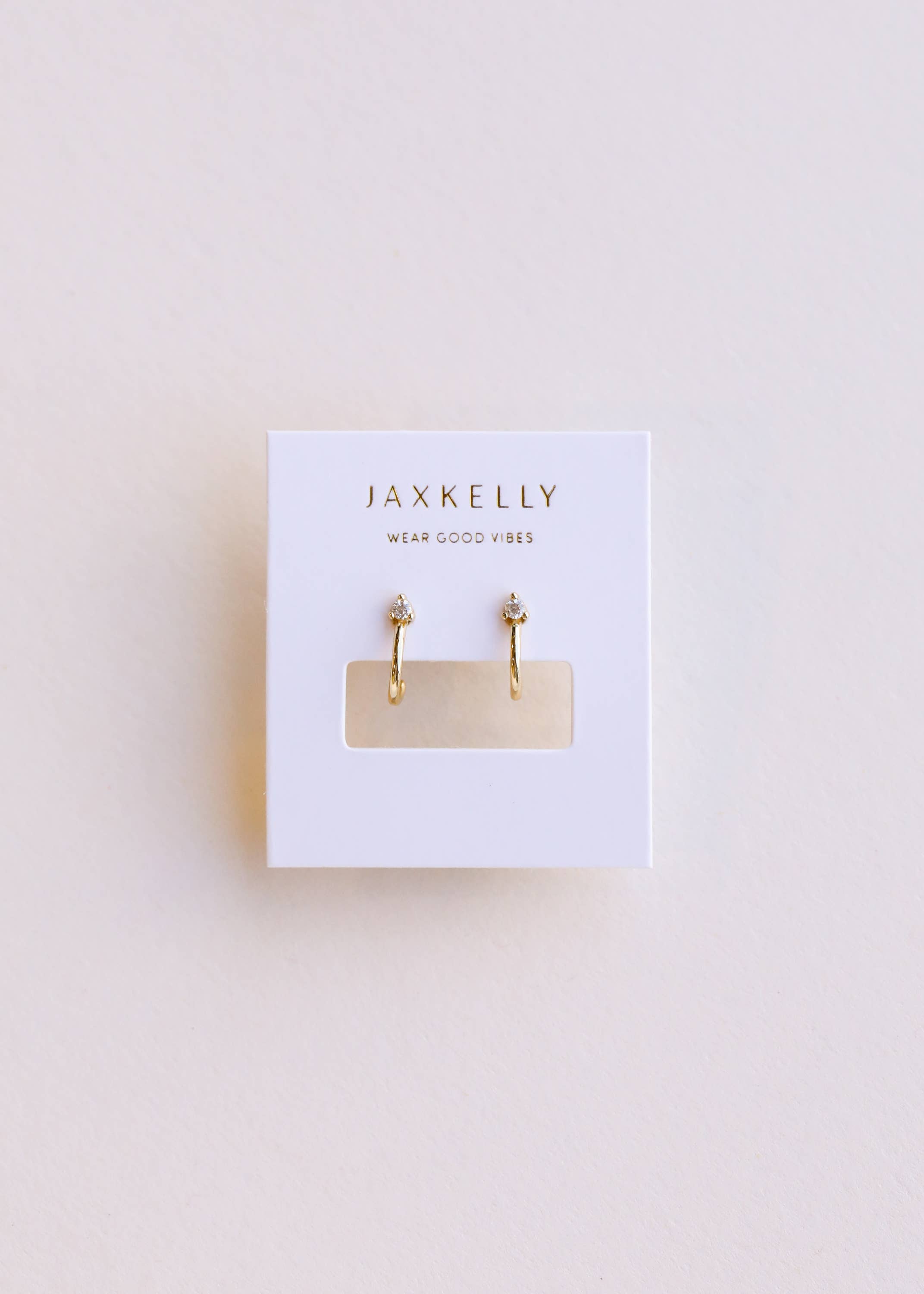 JaxKelly - Open Mini Hoop - White CZ - Earring