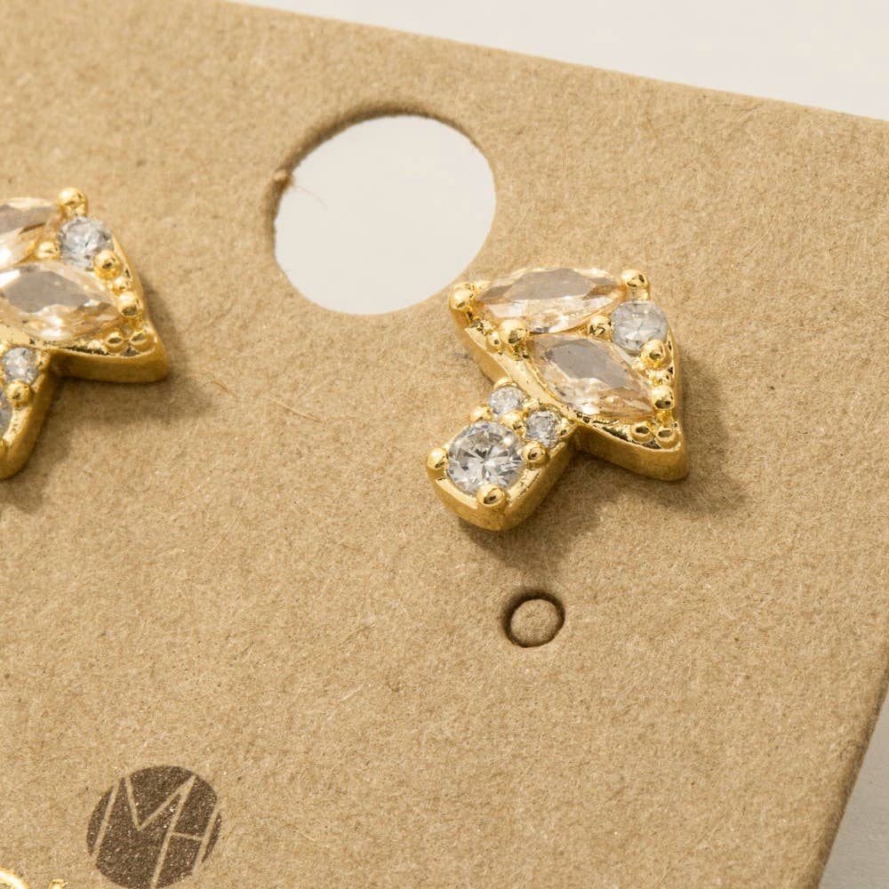Fame Accessories - Mini Rhinestone Mushroom Stud Earrings