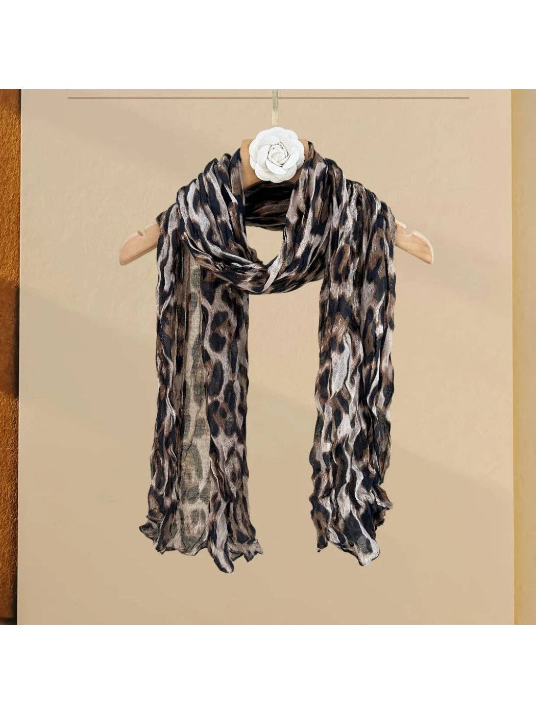 Funkyrel® Atzbranding Limited - Scarvii - Crinkled Leopard Print Long Scarf