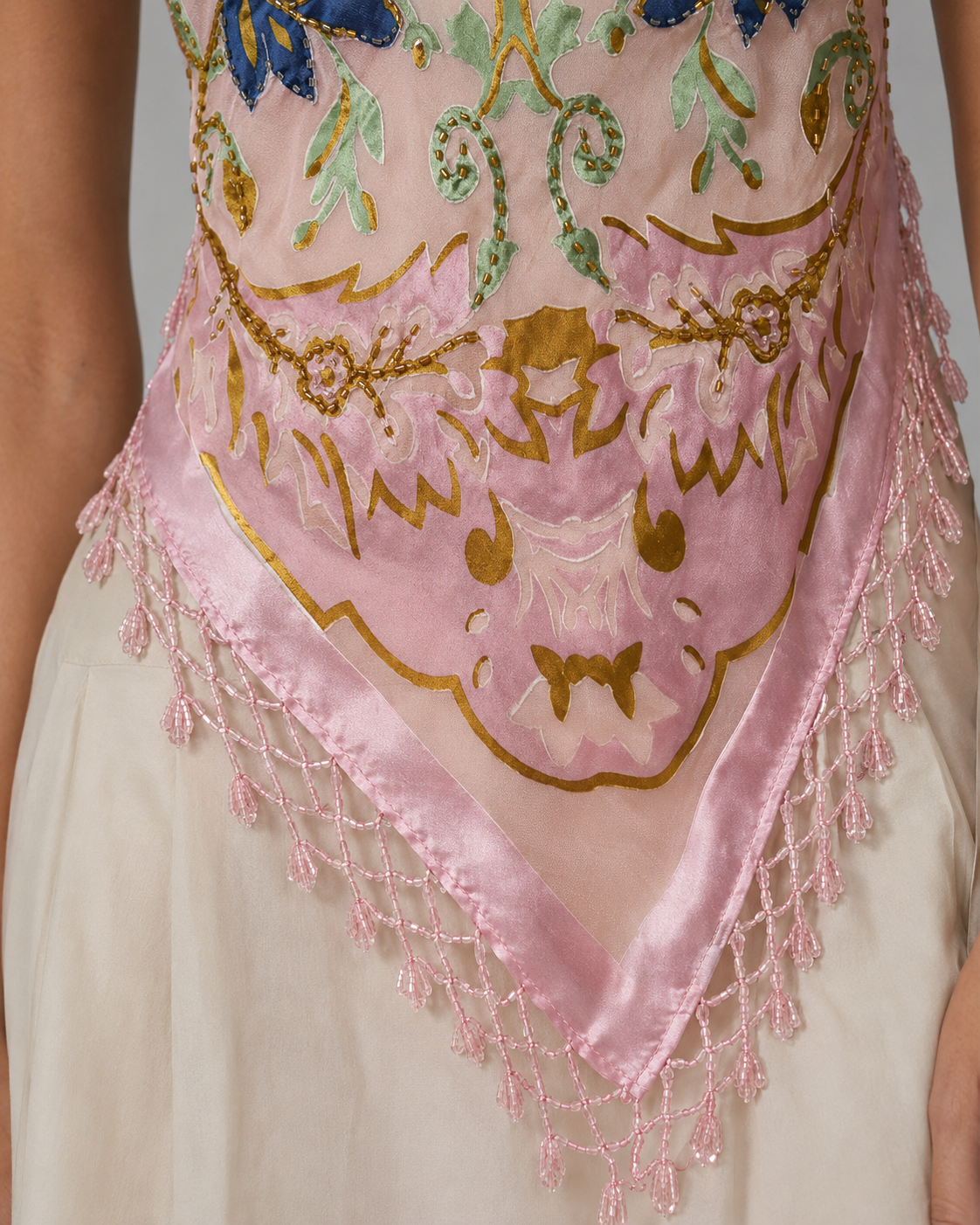 Aris A - Silk Beaded floral Halter Top
