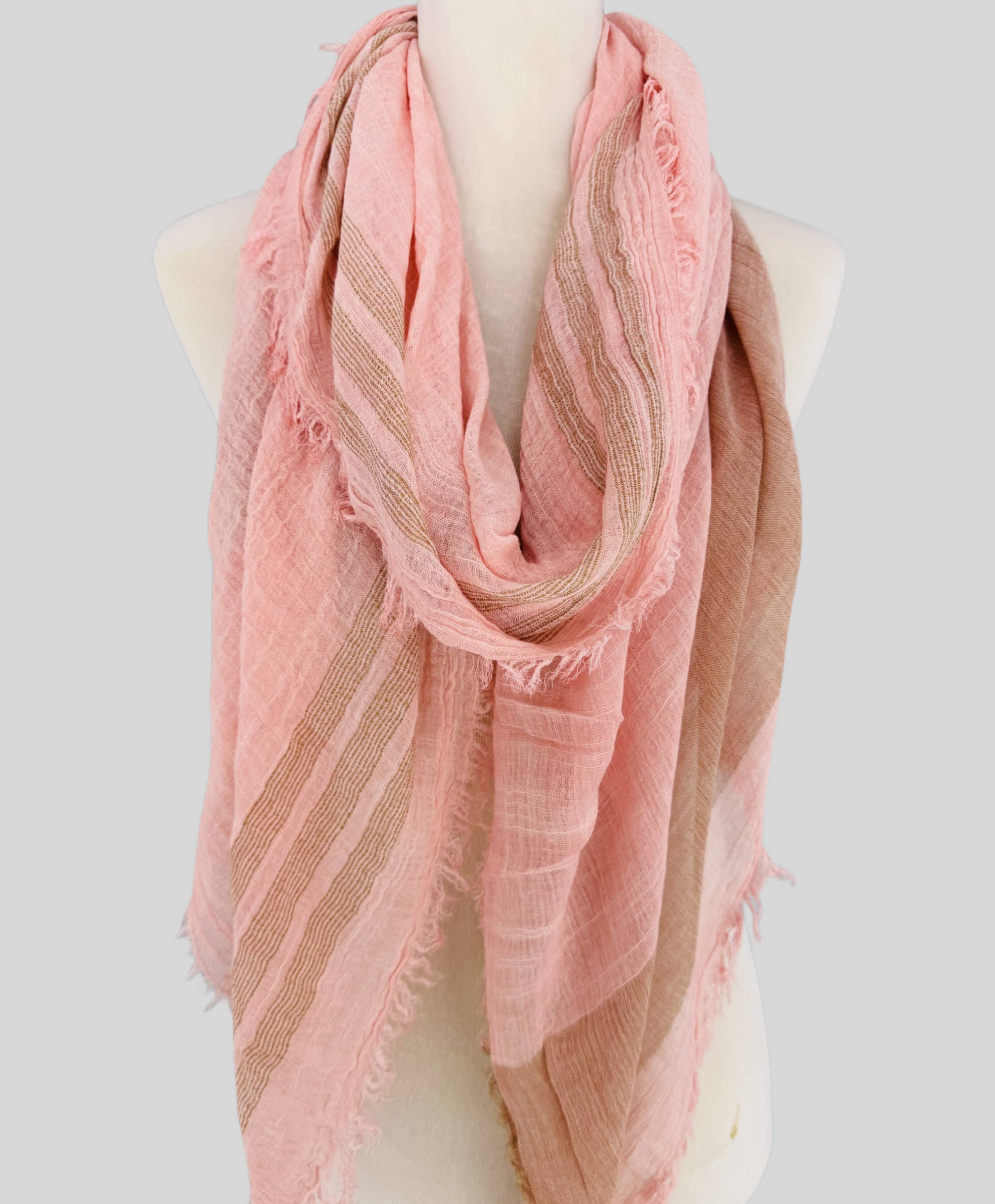 Classic Vintage Stonewash Stripe-Trimmed Scarf