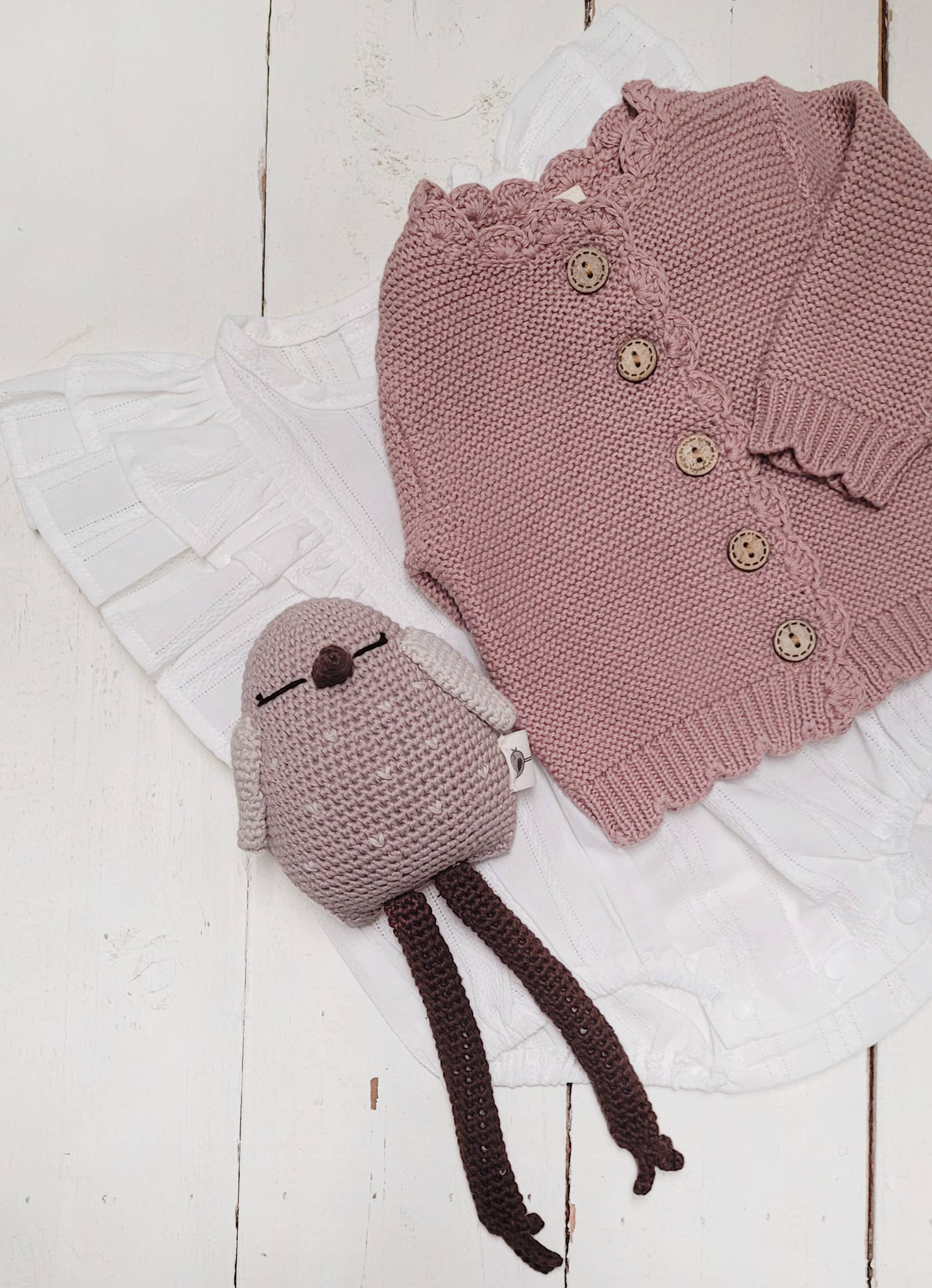 OLIVE & CRADLE - Baby Girl Sweater Cardigan Cotton Knit Dressy top SOPHIA