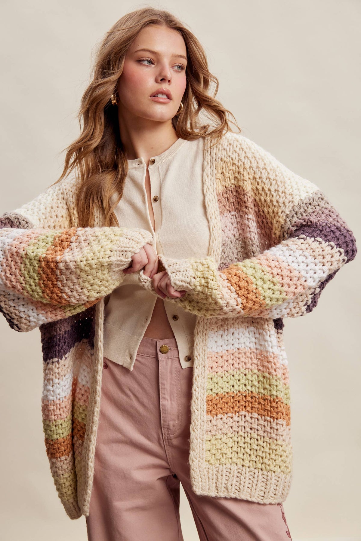 Listicle - Rainbow Hand-Crochet Open Cardigan LSW0620