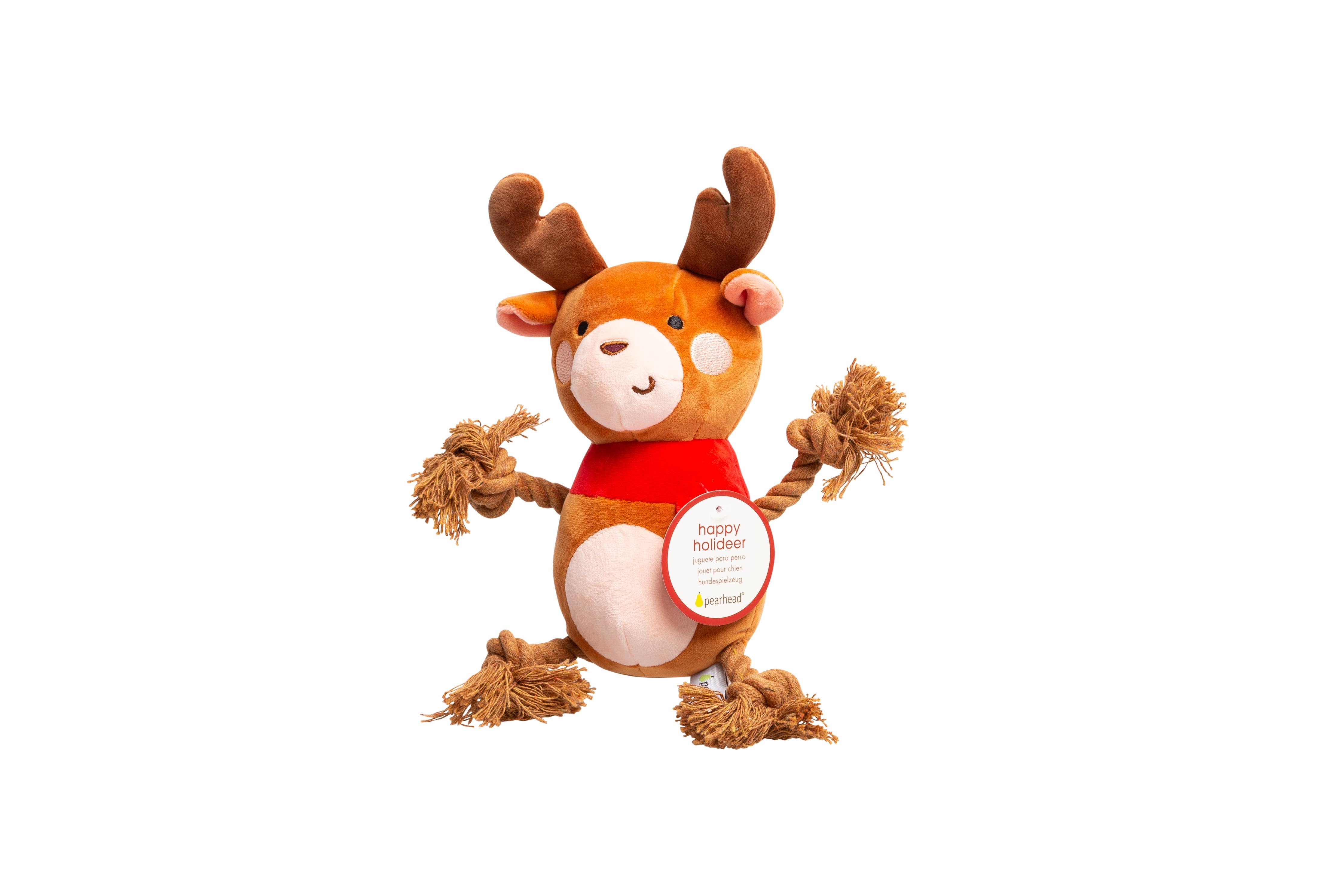 Pearhead - Reindeer Plush Rope Christmas Dog Toy