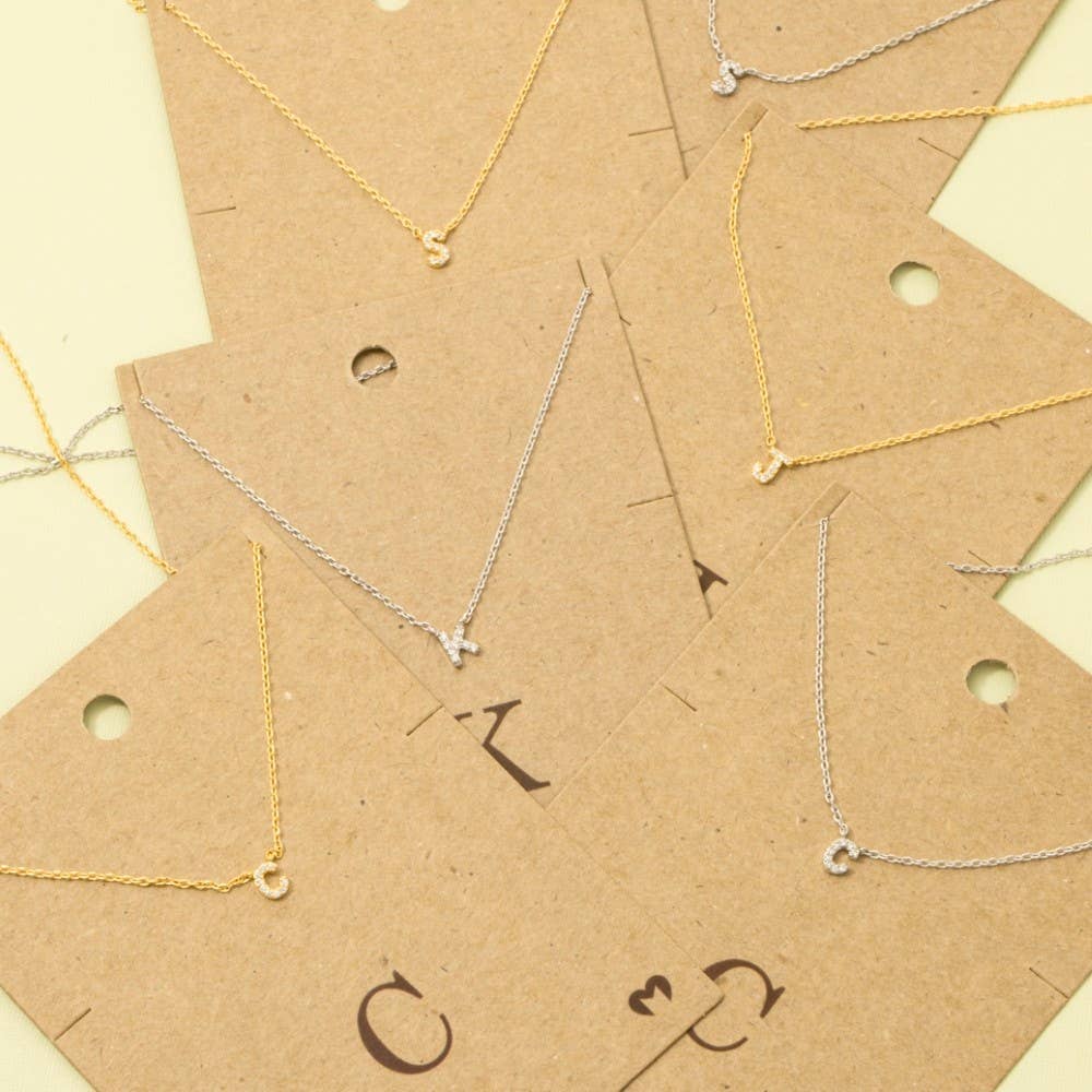 Fame Accessories - Mini Rhinestone Initial Necklace