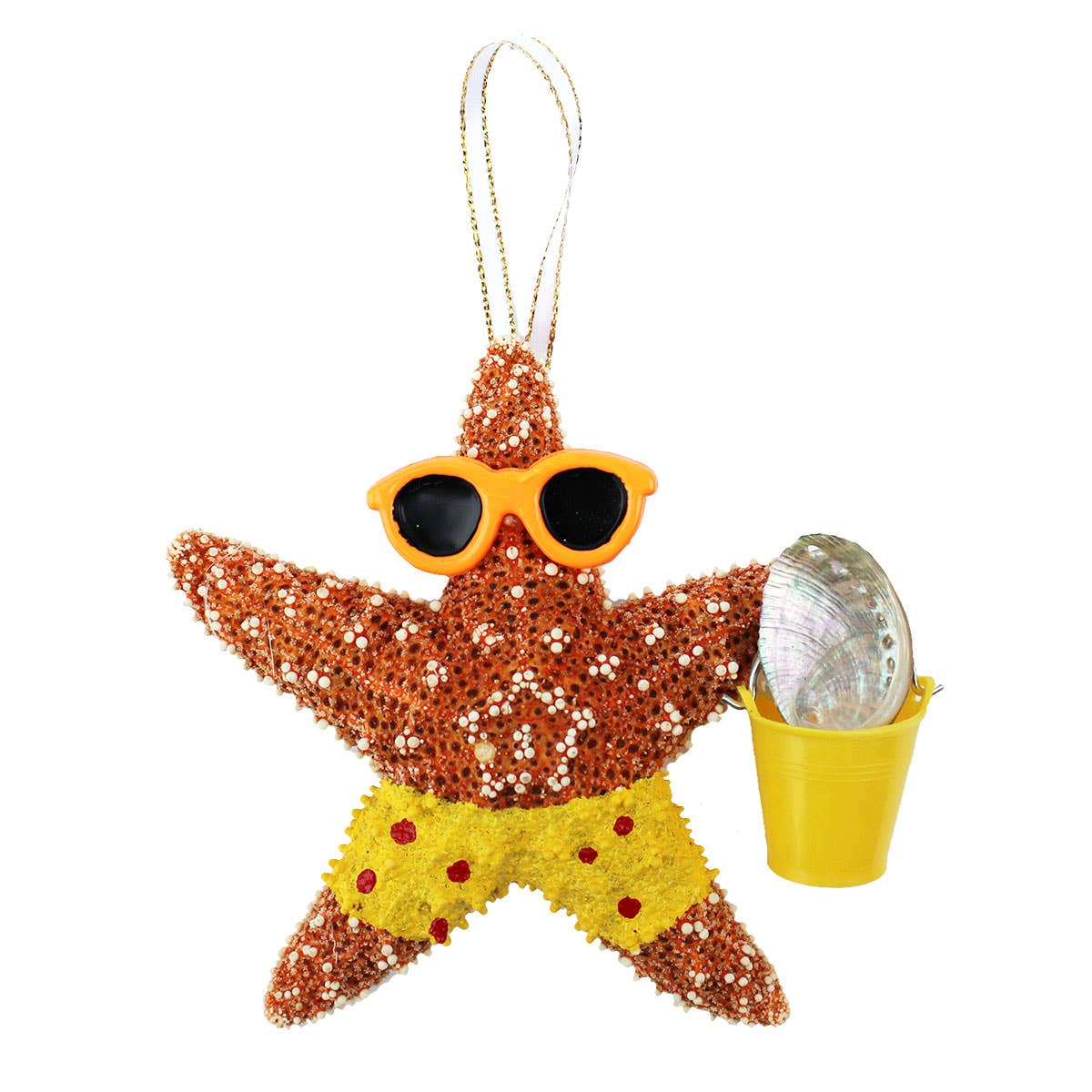 California Seashell Company - Beach Boy Bucket Sugar Starfish Ornament