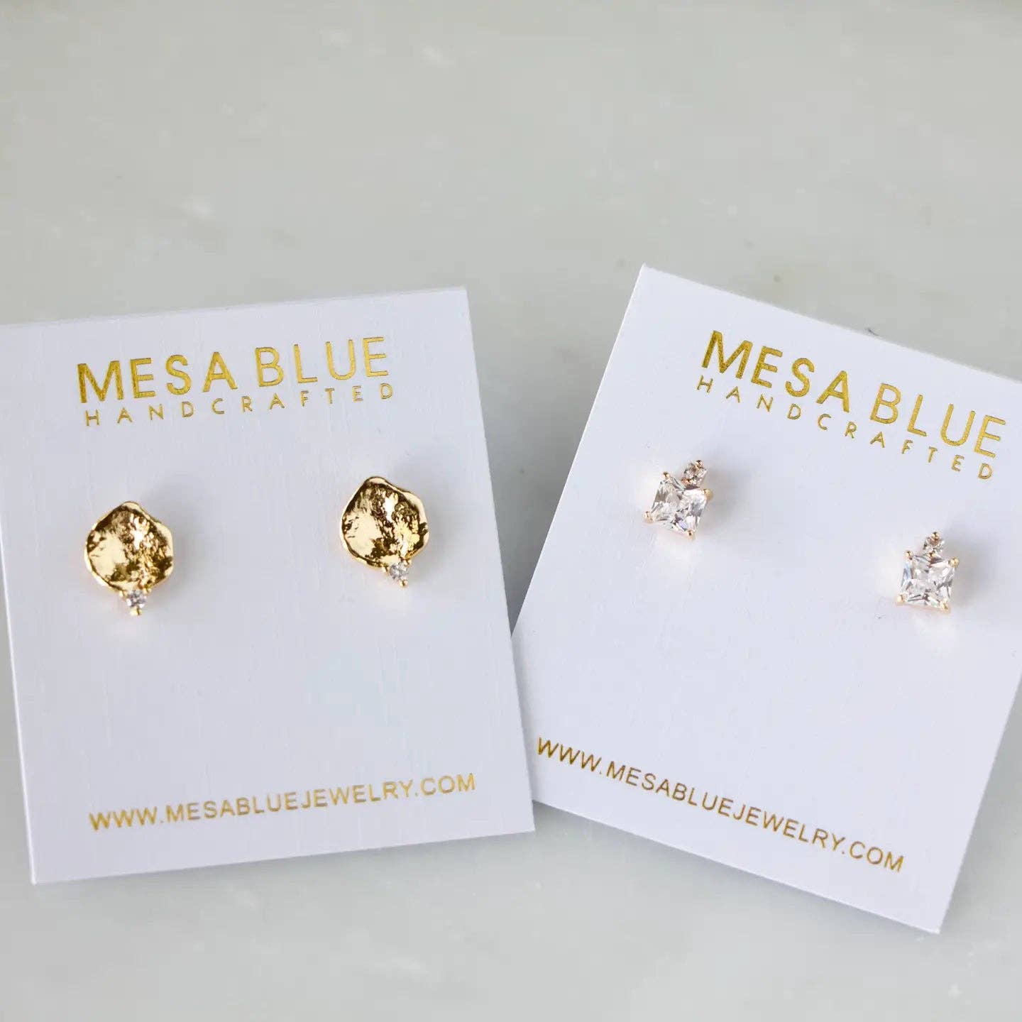 Mesa Blue - CZ Round Stud Earrings