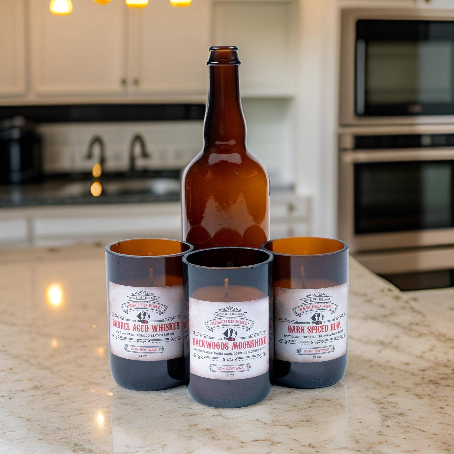 Rescued Wine Candles - Santa's Reserve Soy Candle - Spirits - Christmas Candle -ECO