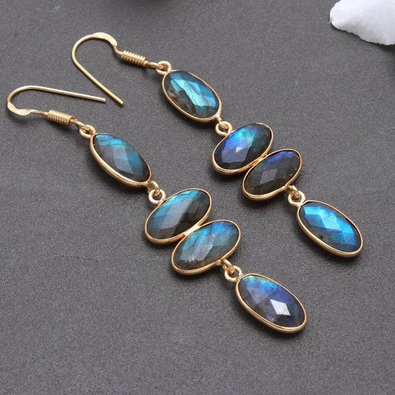 Dipped Shop - Retro Geometric Sparkling Cubic Zirconia Drop Earrings