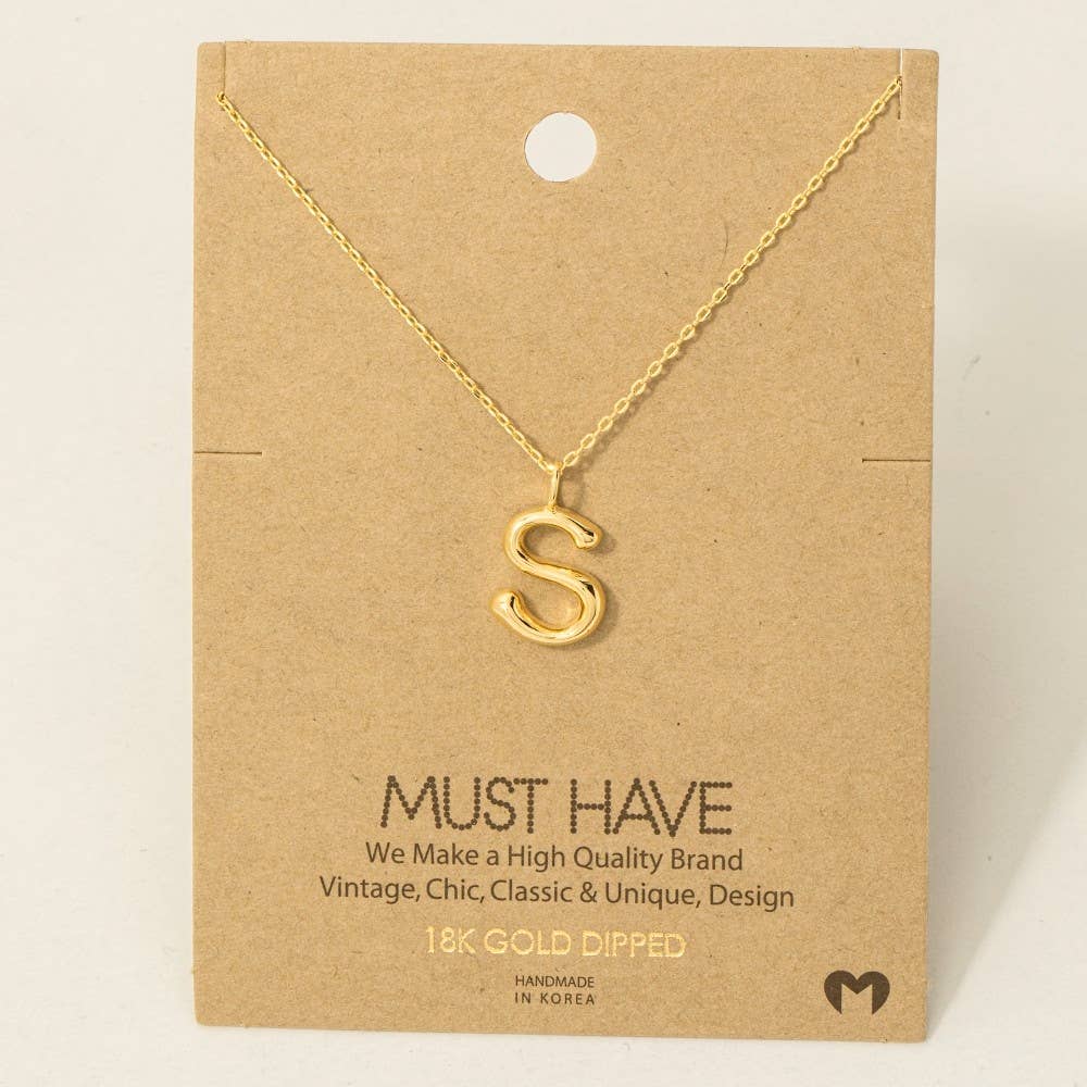 Fame Accessories - Gold Dipped Bubble Letter Pendant Necklace