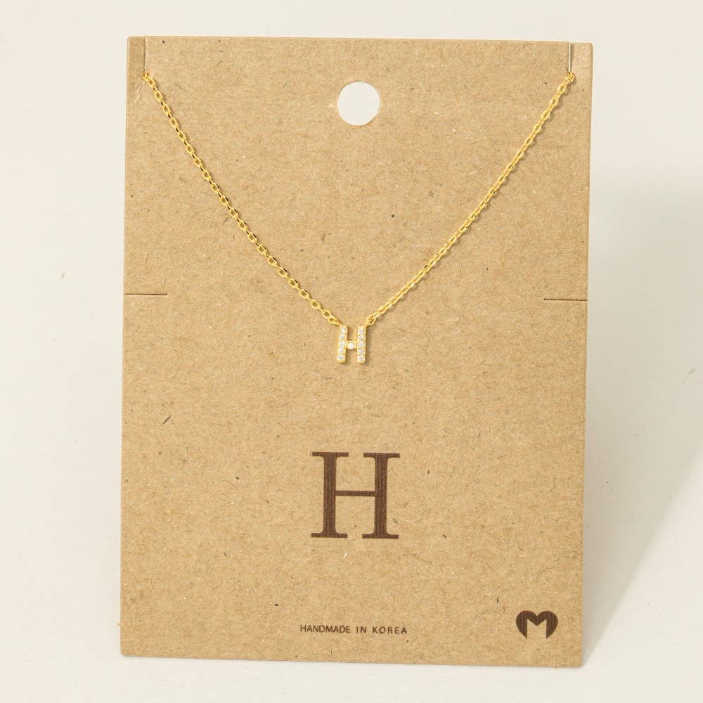 Fame Accessories - Mini Rhinestone Initial Necklace