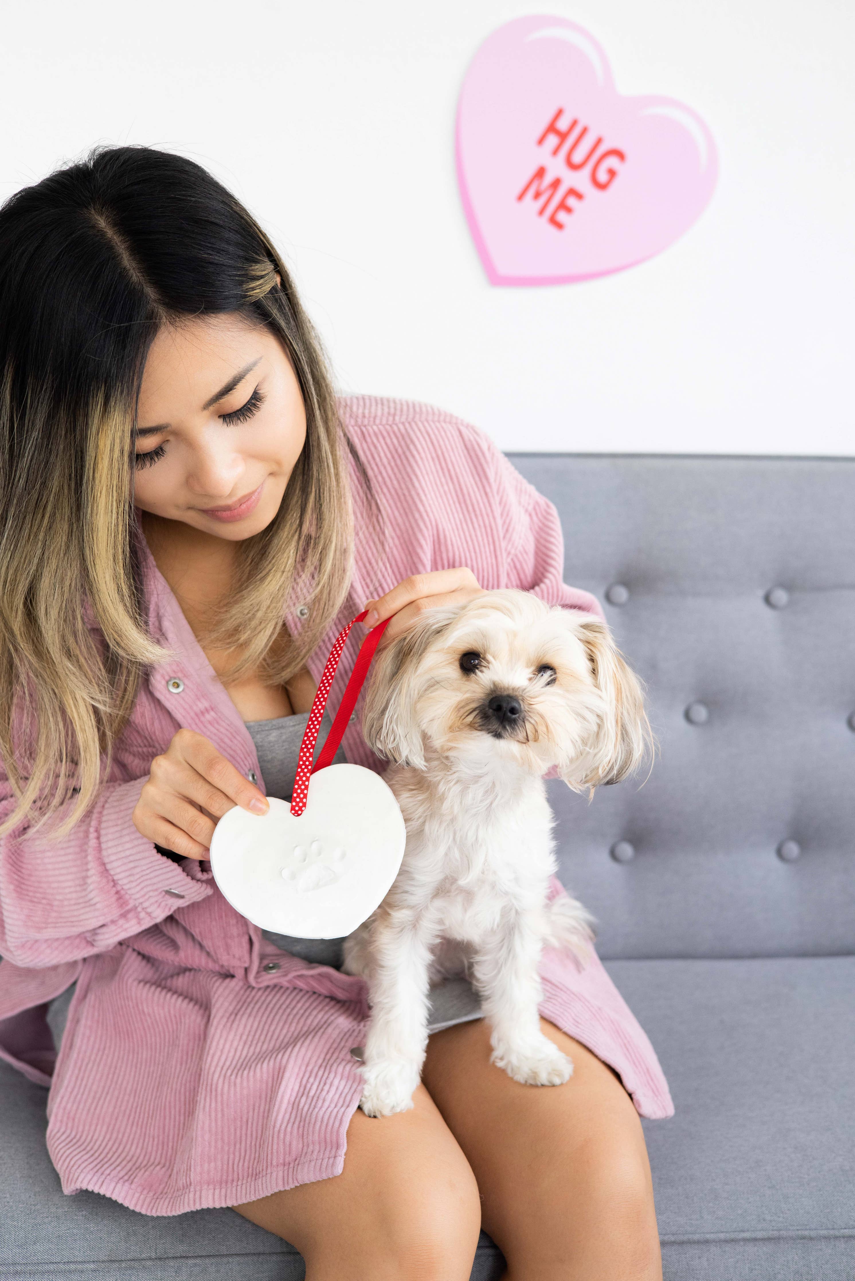 Pearhead - Pawprints Keepsake Hanging Holiday Ornament, Heart Shape