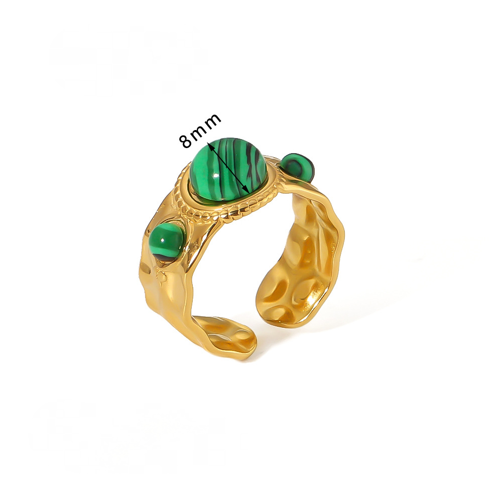 Mio Queena - 18K Gold-plated Stainless Steel Inlaid Stone Rings - FGS/CS