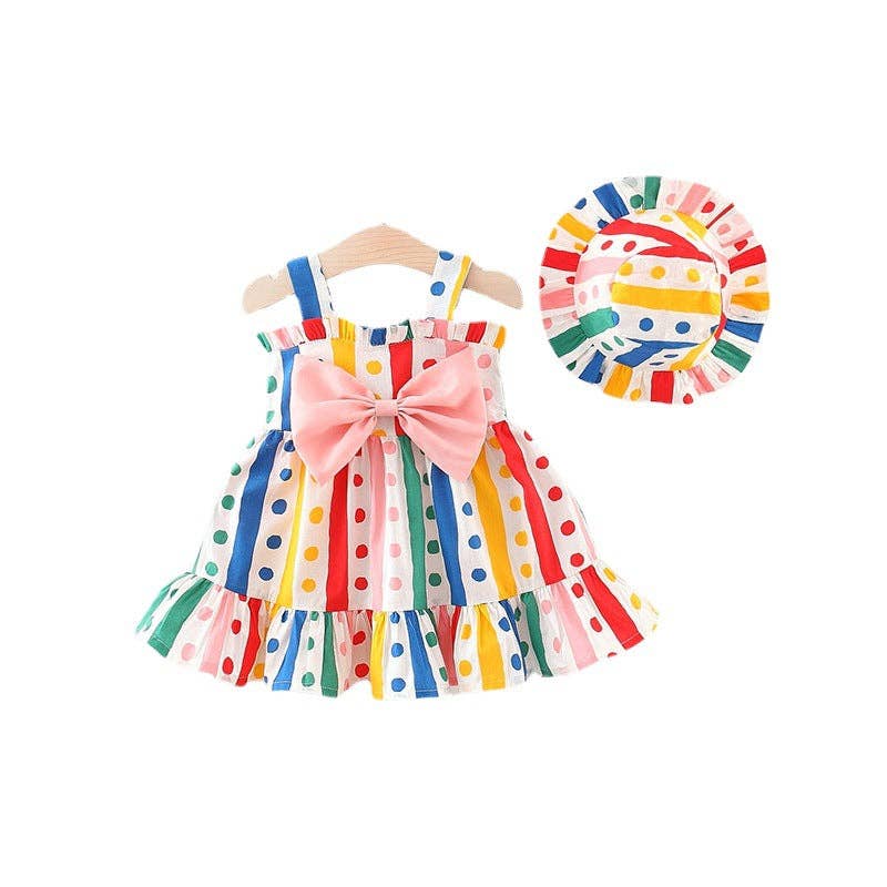 Baby Girl Colorful Dot Pattern Big Bow Dress
