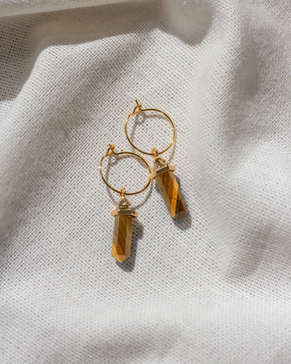 Luna Norte - Prism Mini Hoop Earrings - Tigers Eye