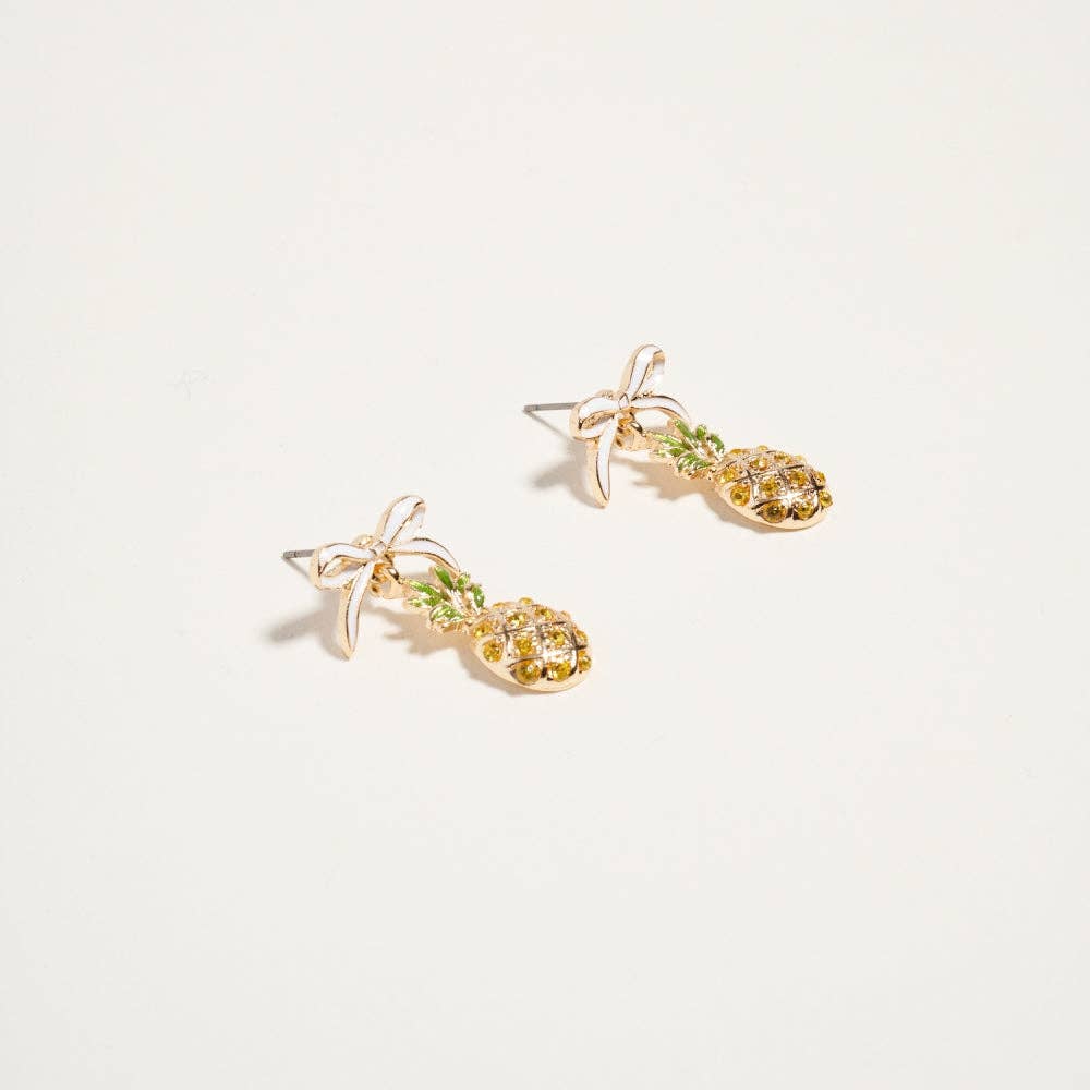 Designature New York - Summer Tropical Fruit Ribbon Bow Post Earrings