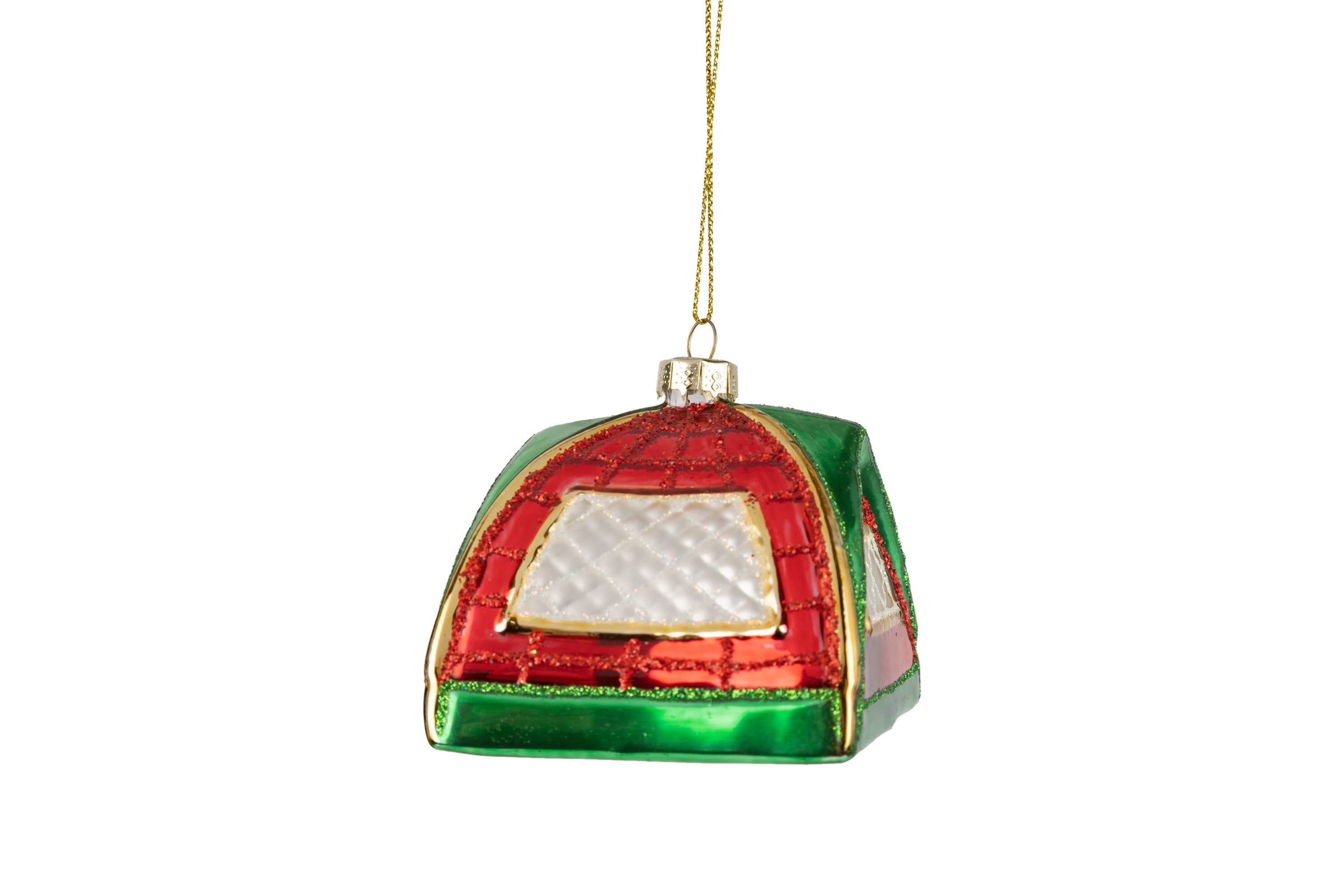 Silver Tree Home & Holiday Glass tent orn, red and green, 3 in