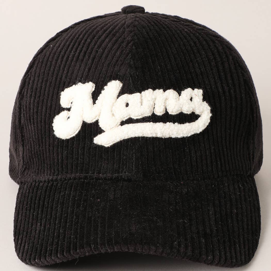 Fashion City - MAMA 3D Embroidered Fuzzy Patch Corduroy Cap