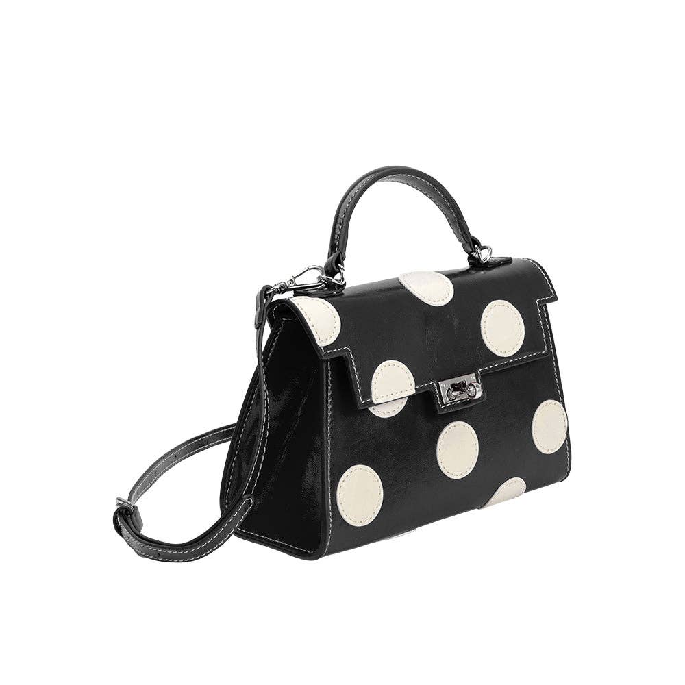 Melie Bianco - Maisel Black Re Vegan Polka Dot Top Handle