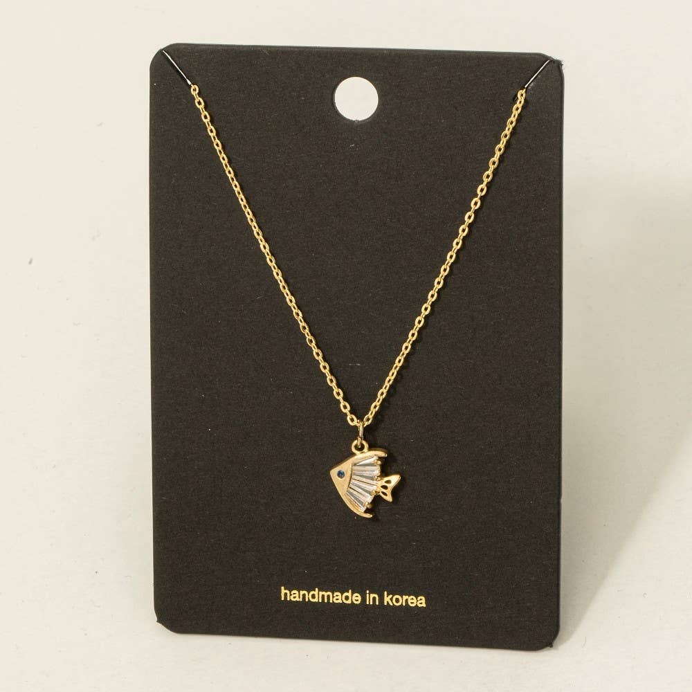 Cz Fish Pendant Necklace