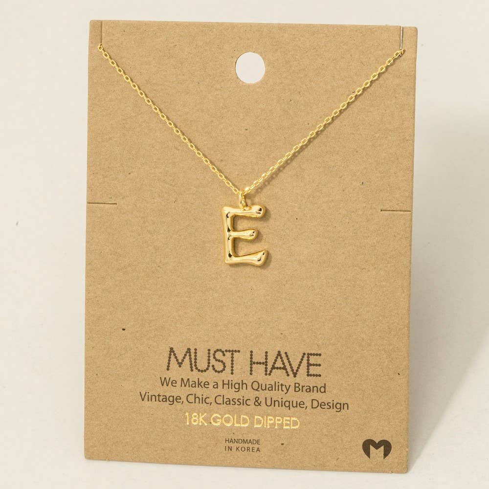 Fame Accessories - Gold Dipped Bubble Letter Pendant Necklace