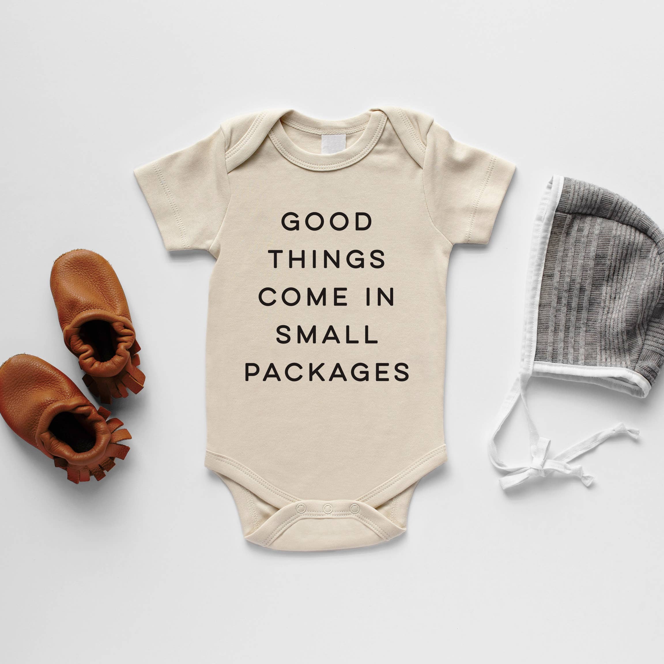 Gladfolk - Cream Good Things Come In Small Packages Organic Bodysuit