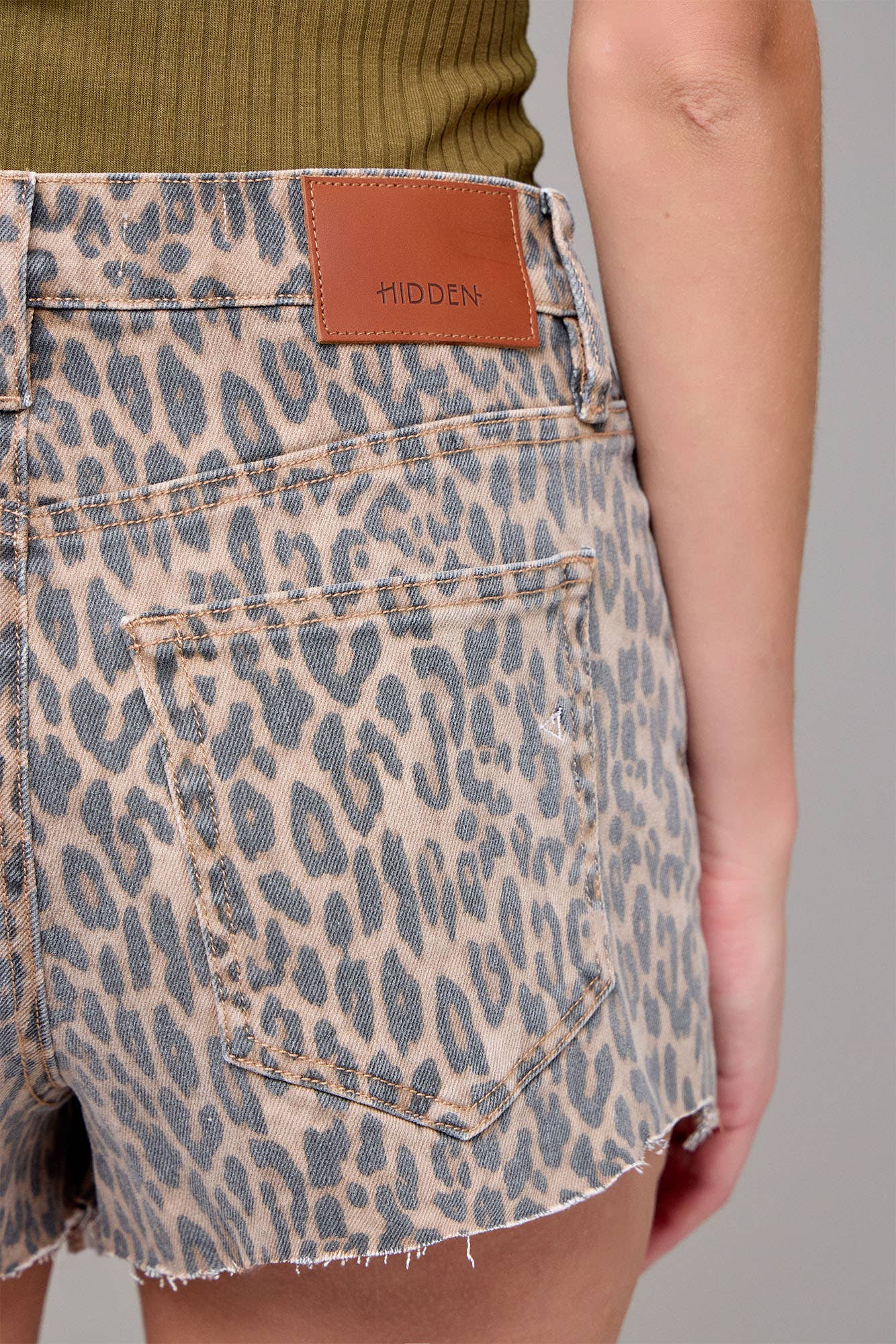 Cheetah Printed Jagged Hem 3" Inseam Shorts
