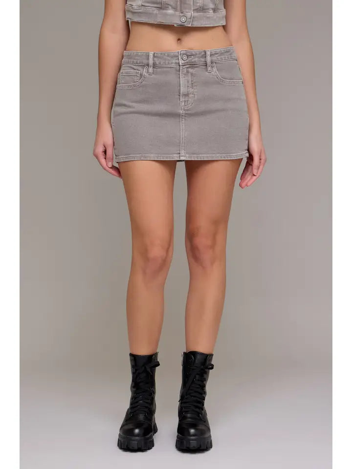 Gravel Long Low Rise Micro Mini Skirt