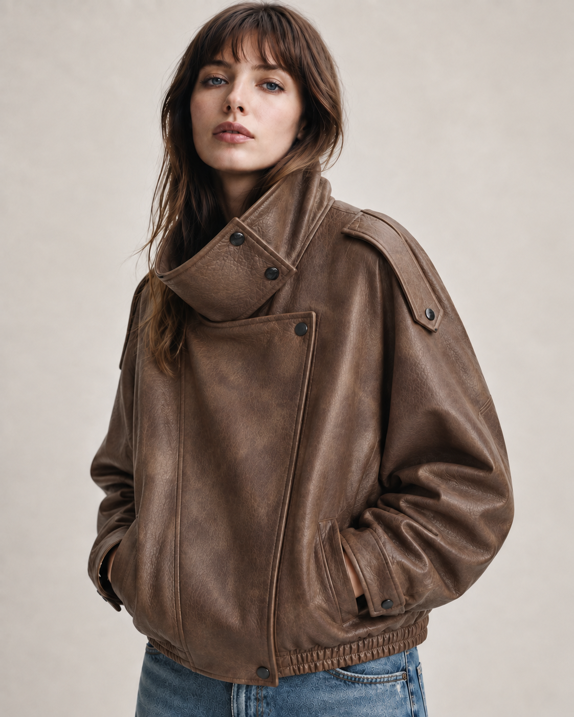 J LINE | LUZINA - OVERSIZED LEATHER BIKER JACKET